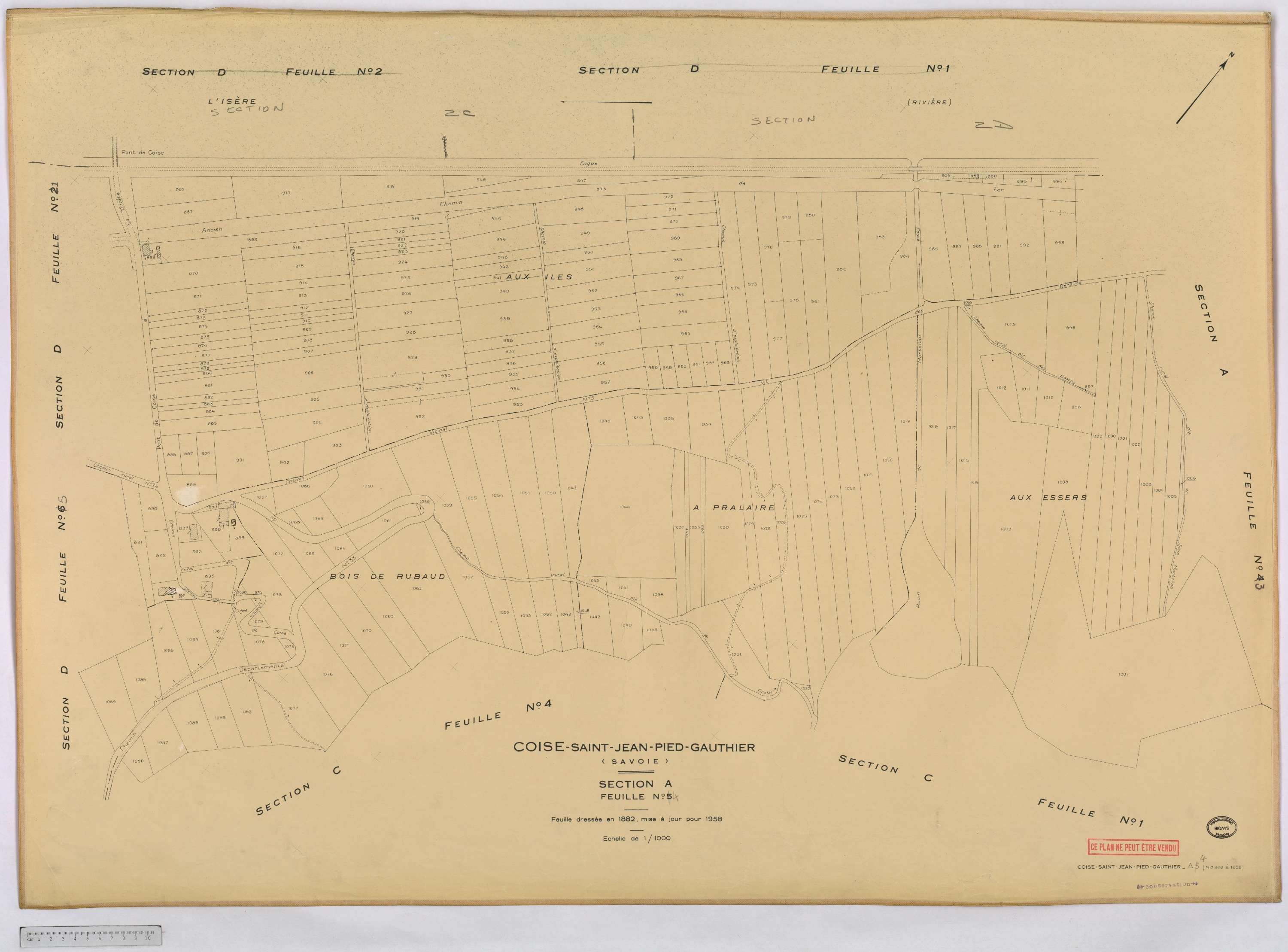 Coise-Saint-Jean-Pied-Gauthier - Cadastre rénové, version définitive (1958).
