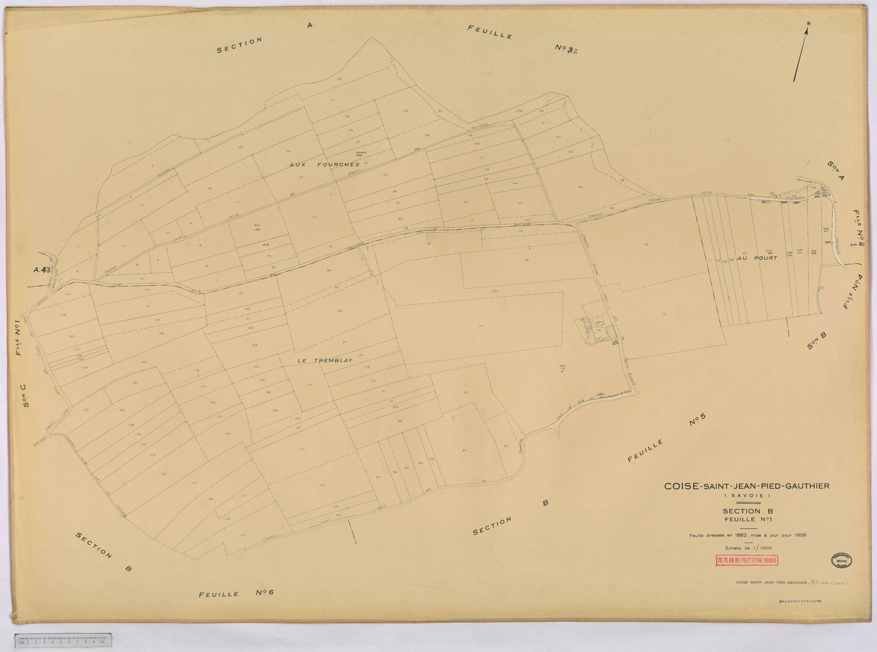 Coise-Saint-Jean-Pied-Gauthier - Cadastre rénové, version définitive (1958).