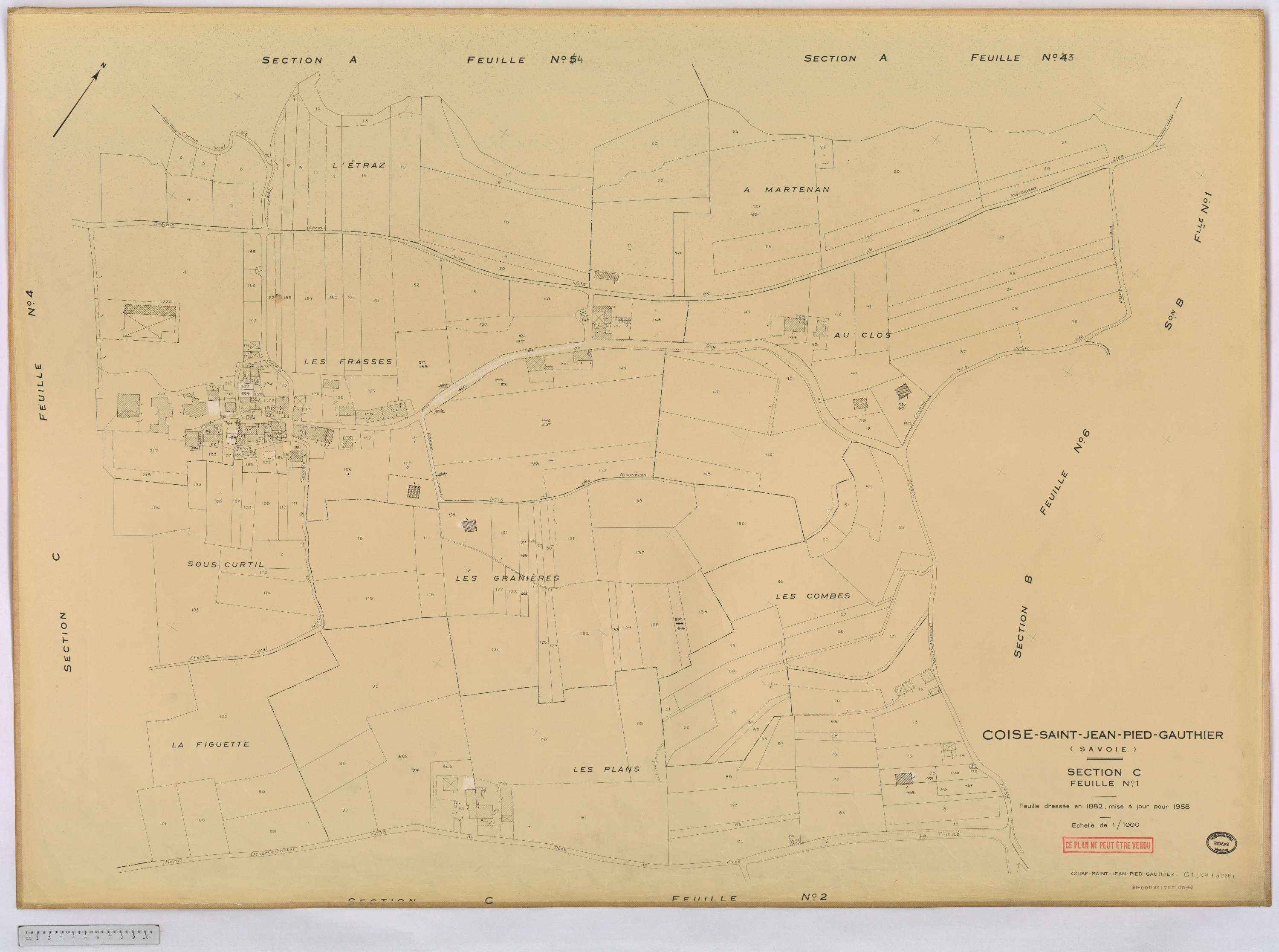 Coise-Saint-Jean-Pied-Gauthier - Cadastre rénové, version définitive (1958).