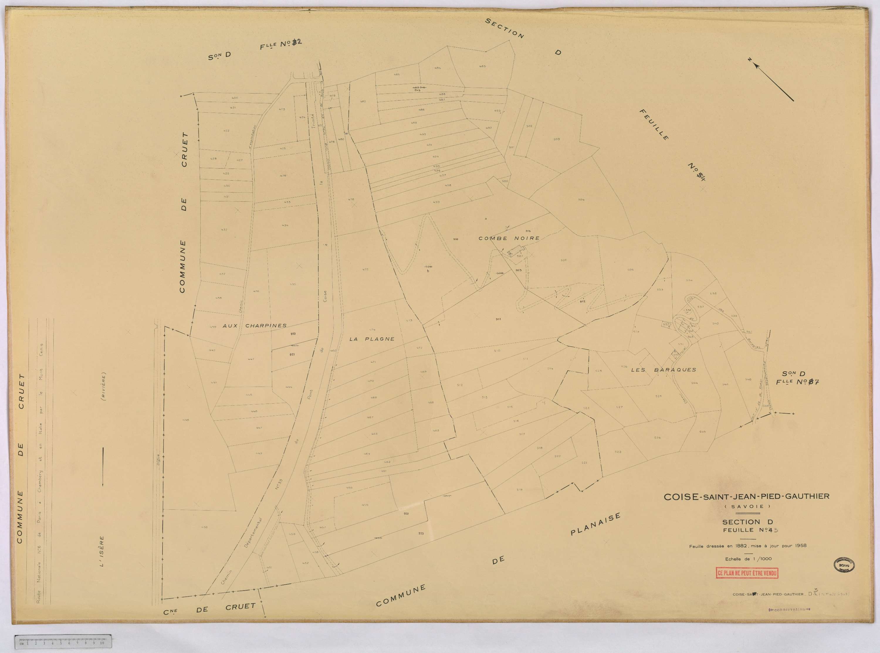 Coise-Saint-Jean-Pied-Gauthier - Cadastre rénové, version définitive (1958).