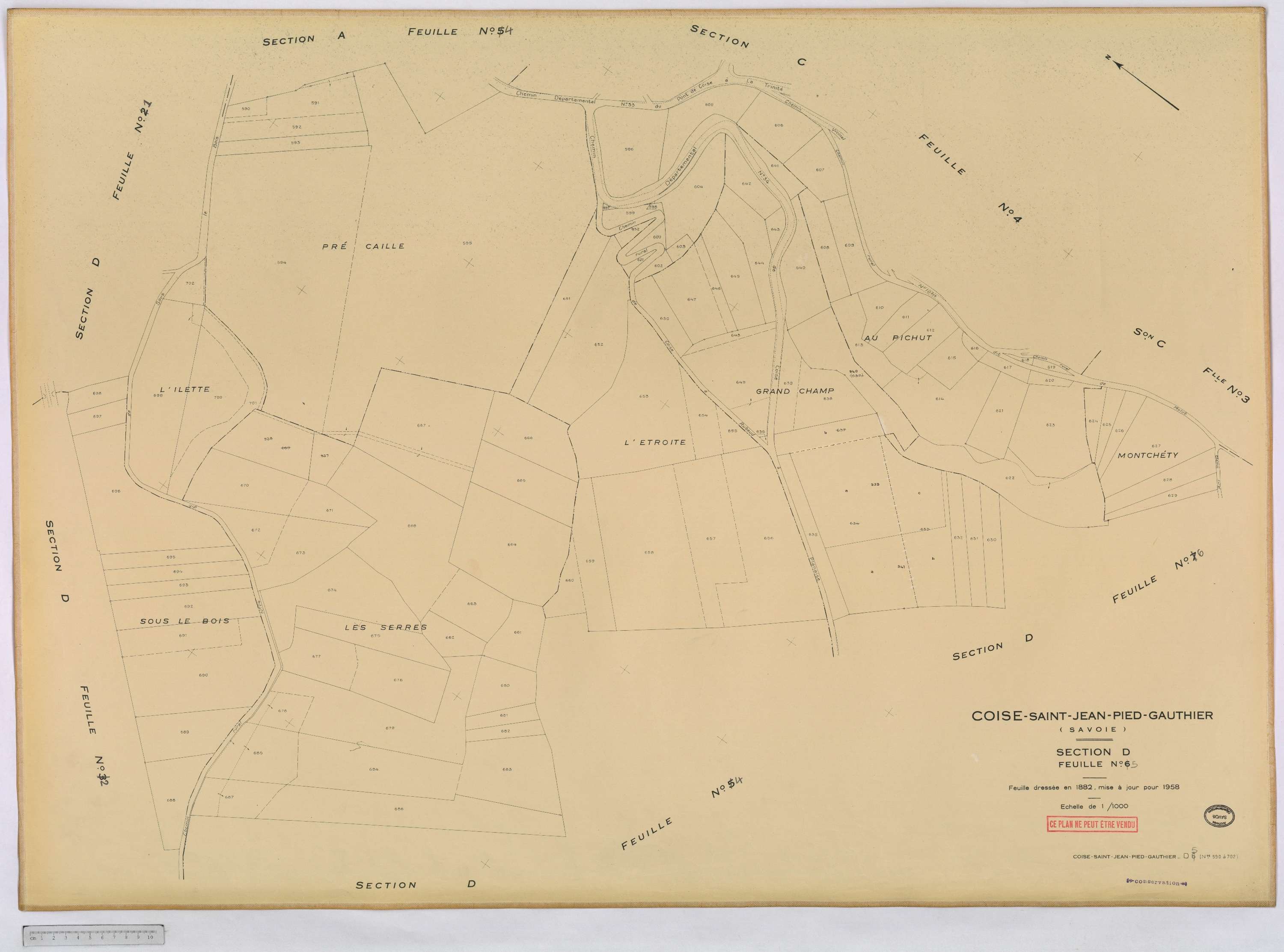 Coise-Saint-Jean-Pied-Gauthier - Cadastre rénové, version définitive (1958).