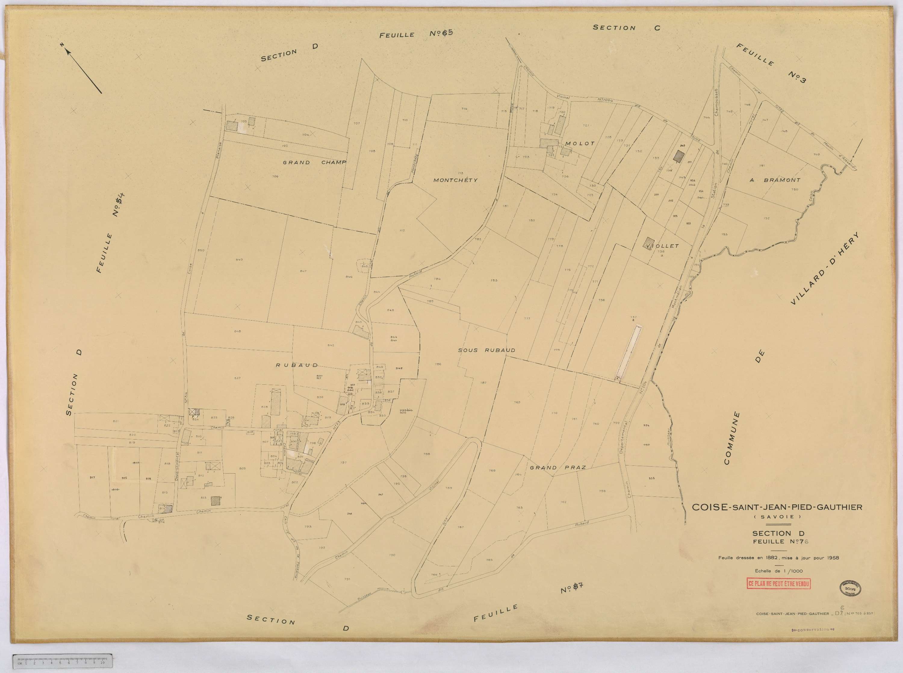 Coise-Saint-Jean-Pied-Gauthier - Cadastre rénové, version définitive (1958).