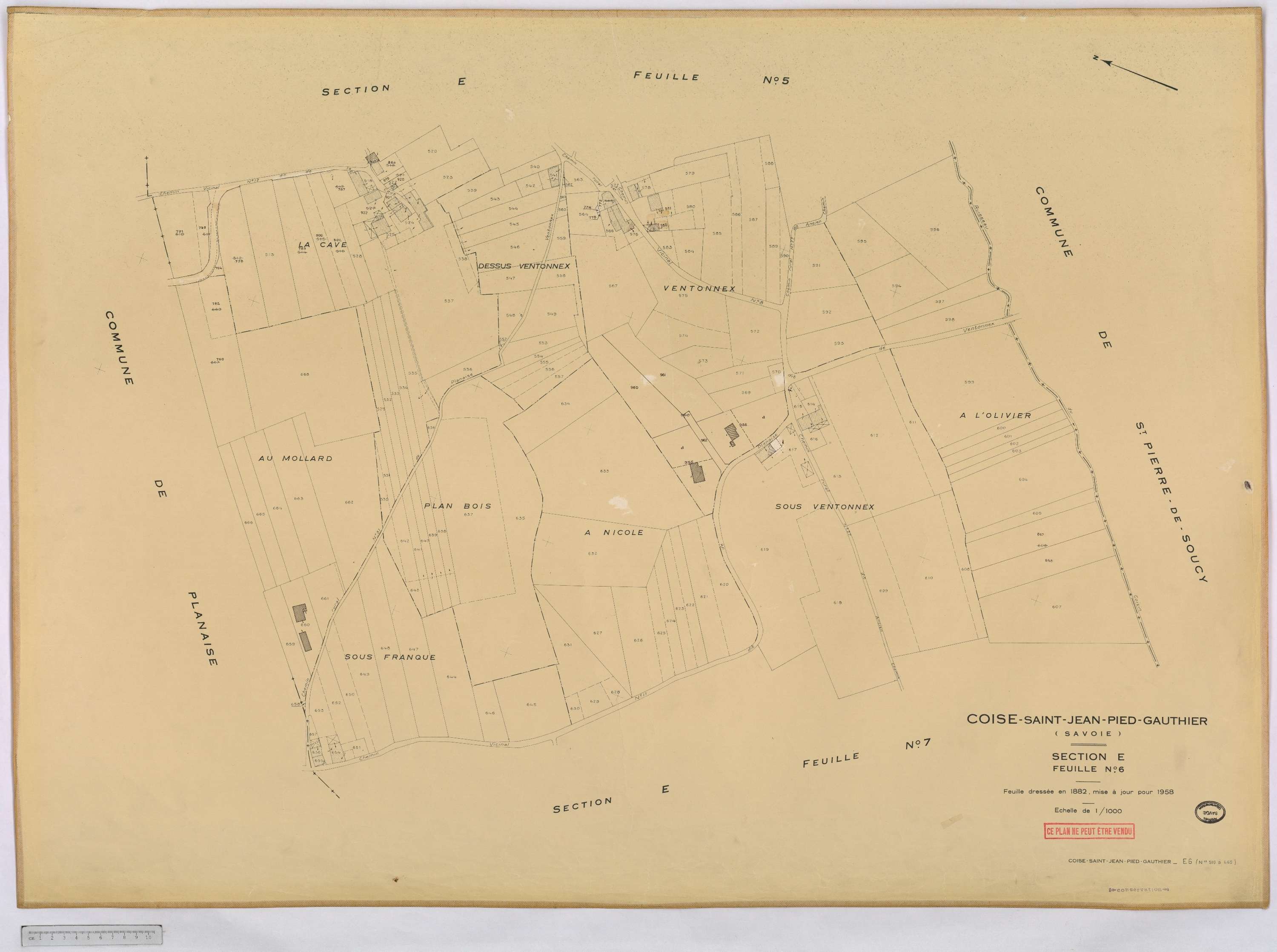 Coise-Saint-Jean-Pied-Gauthier - Cadastre rénové, version définitive (1958).