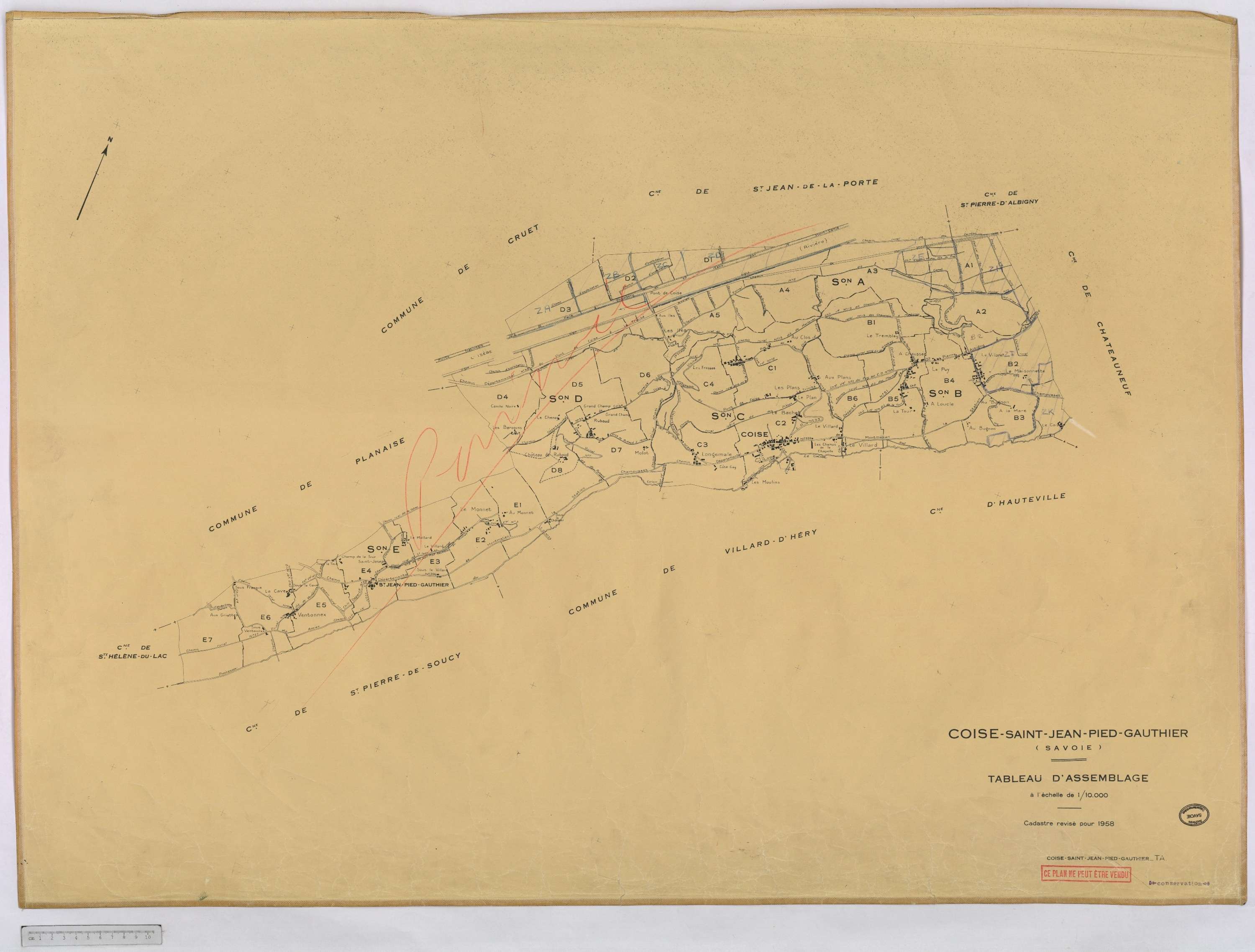 Coise-Saint-Jean-Pied-Gauthier - Cadastre rénové, version définitive (1958).