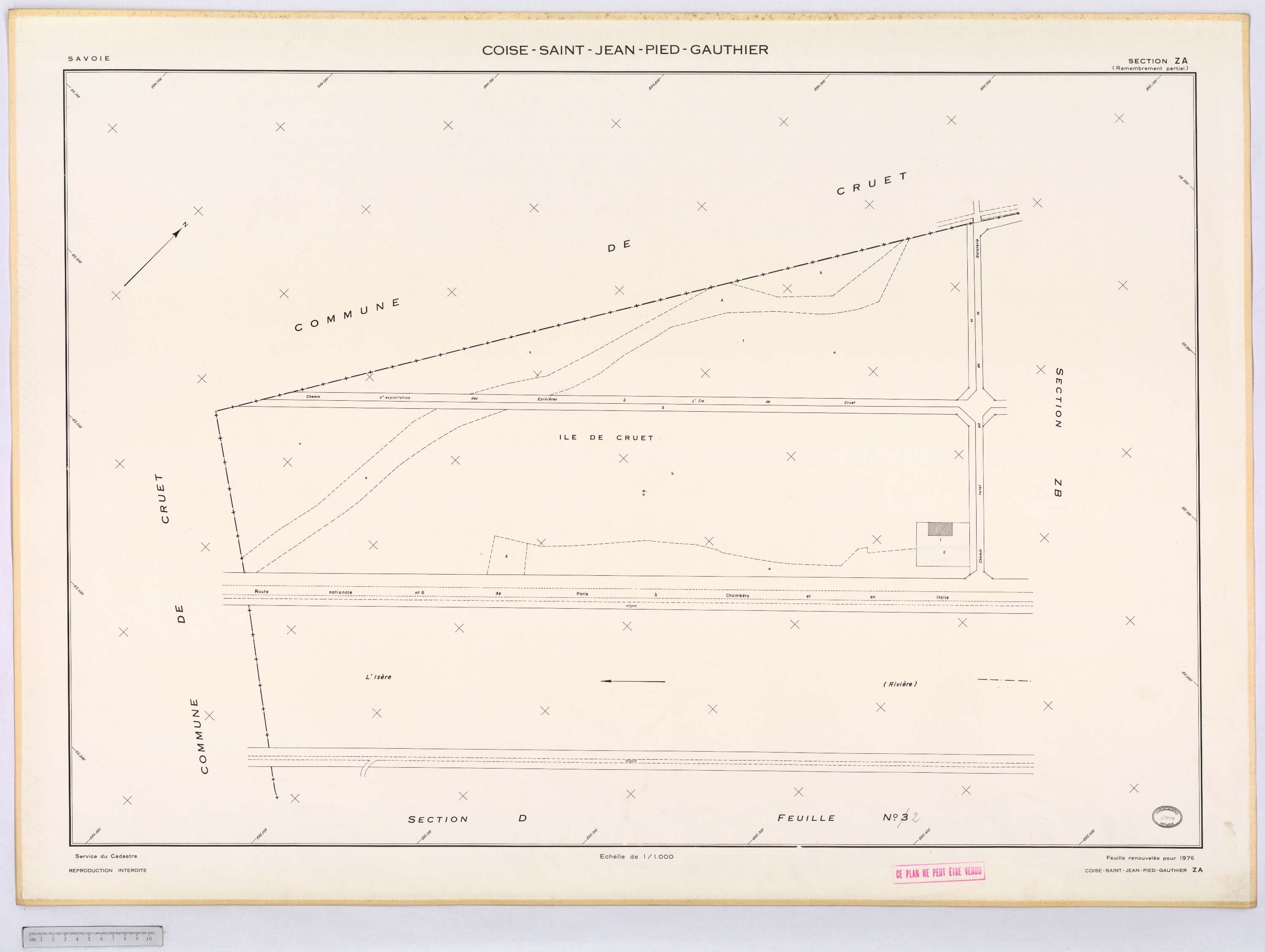 Coise-Saint-Jean-Pied-Gauthier - Cadastre remembré (1976).