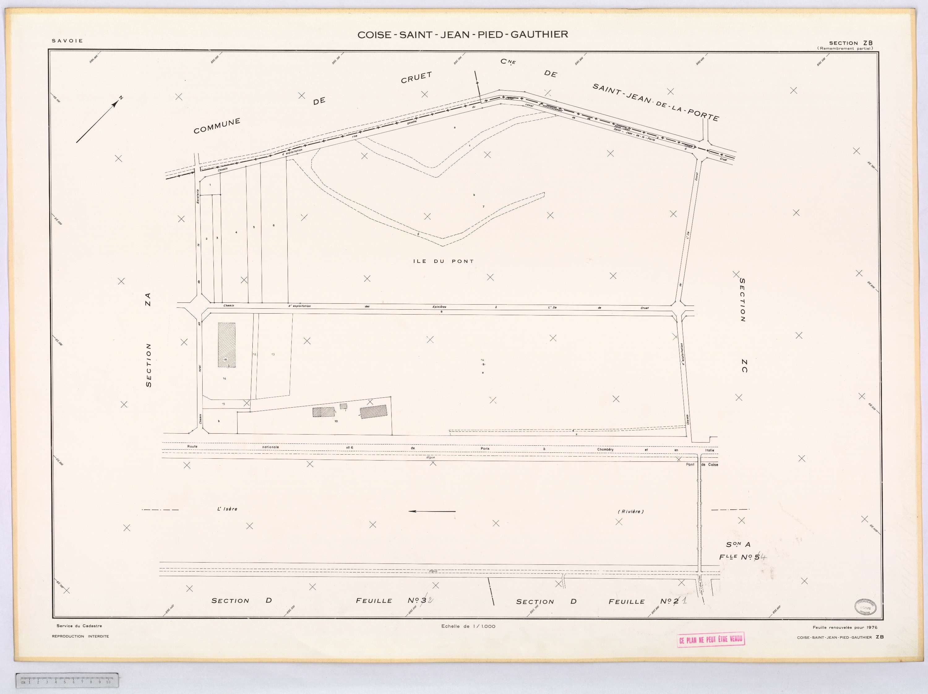 Coise-Saint-Jean-Pied-Gauthier - Cadastre remembré (1976).