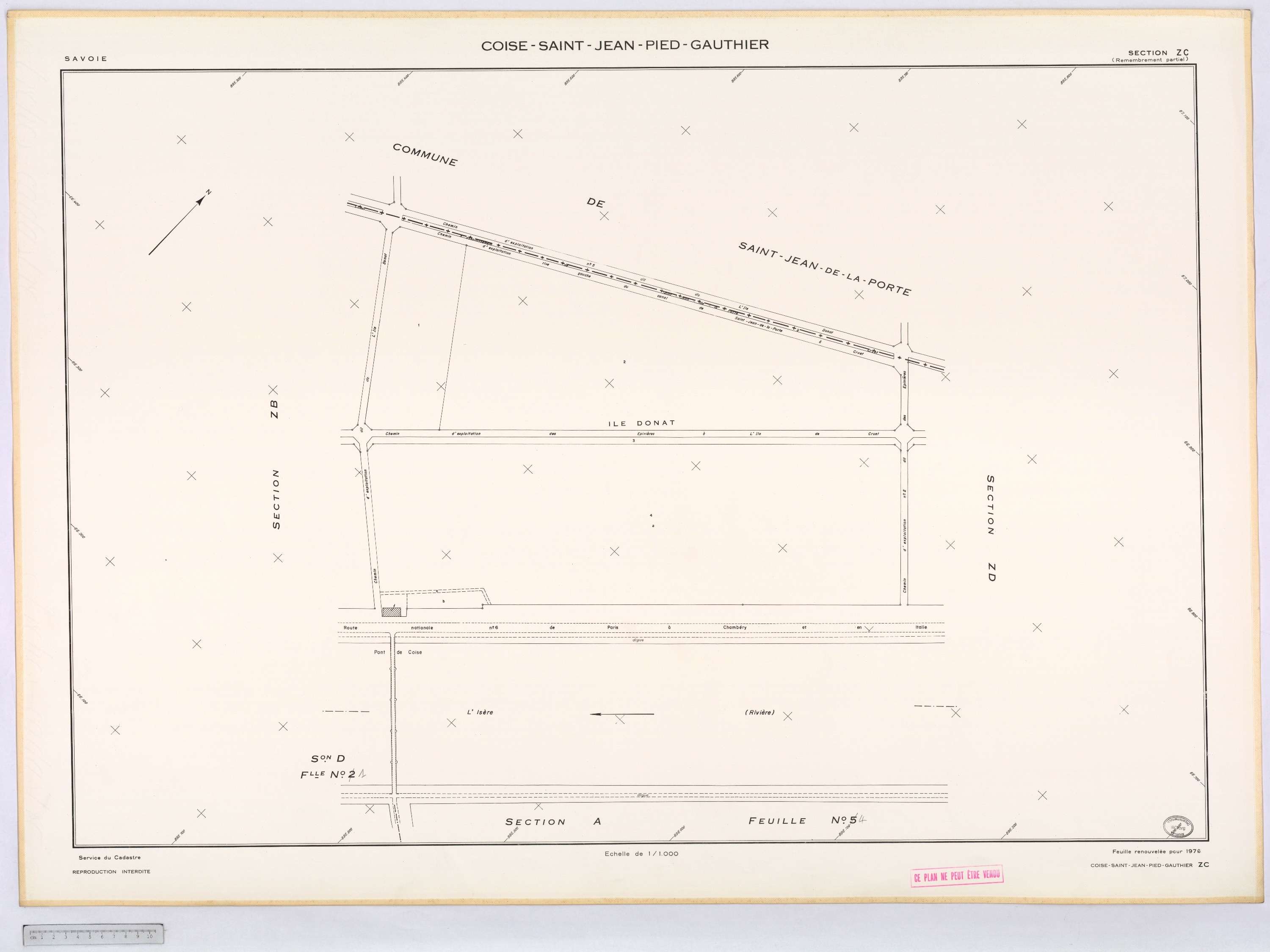 Coise-Saint-Jean-Pied-Gauthier - Cadastre remembré (1976).
