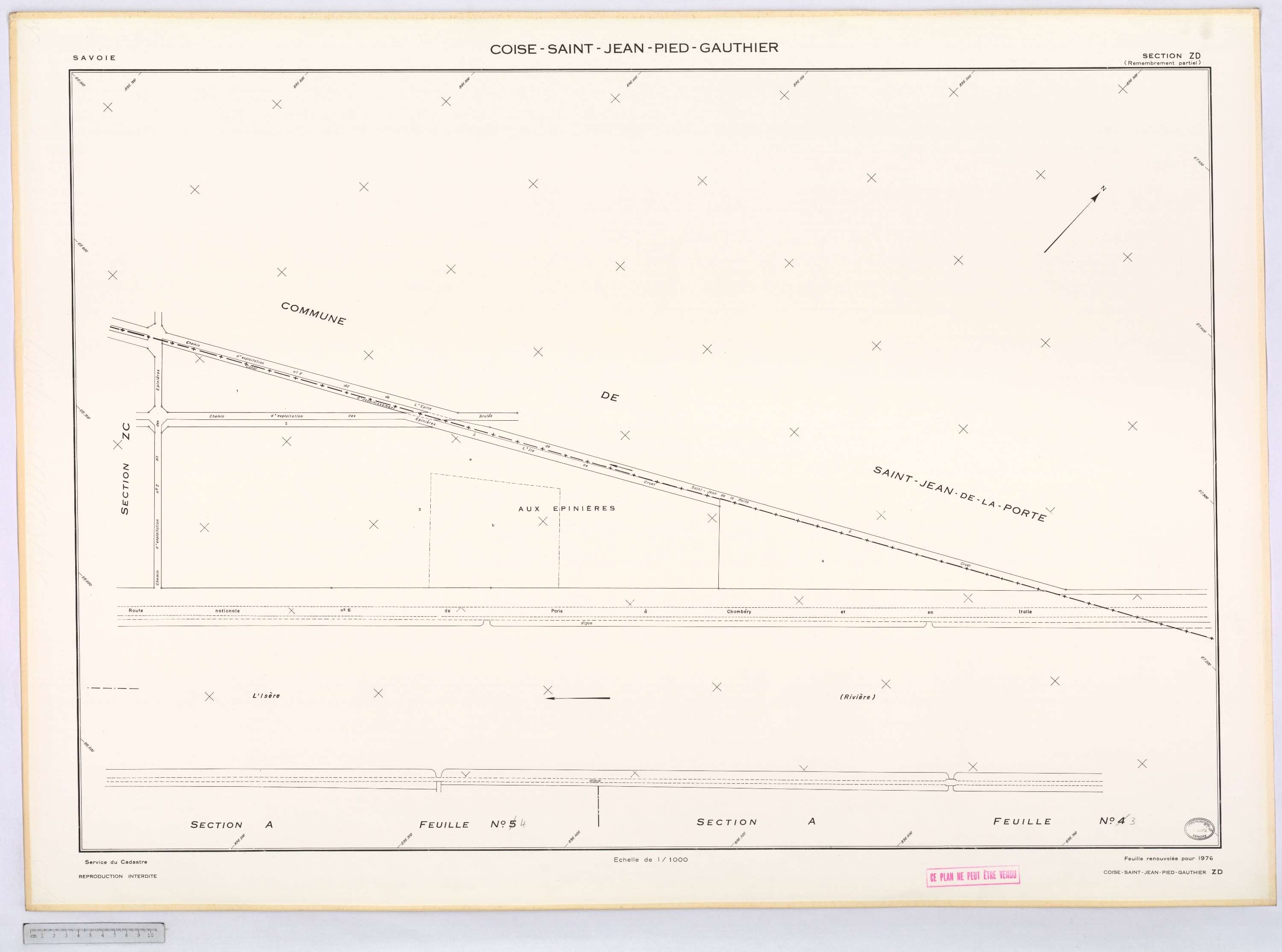 Coise-Saint-Jean-Pied-Gauthier - Cadastre remembré (1976).