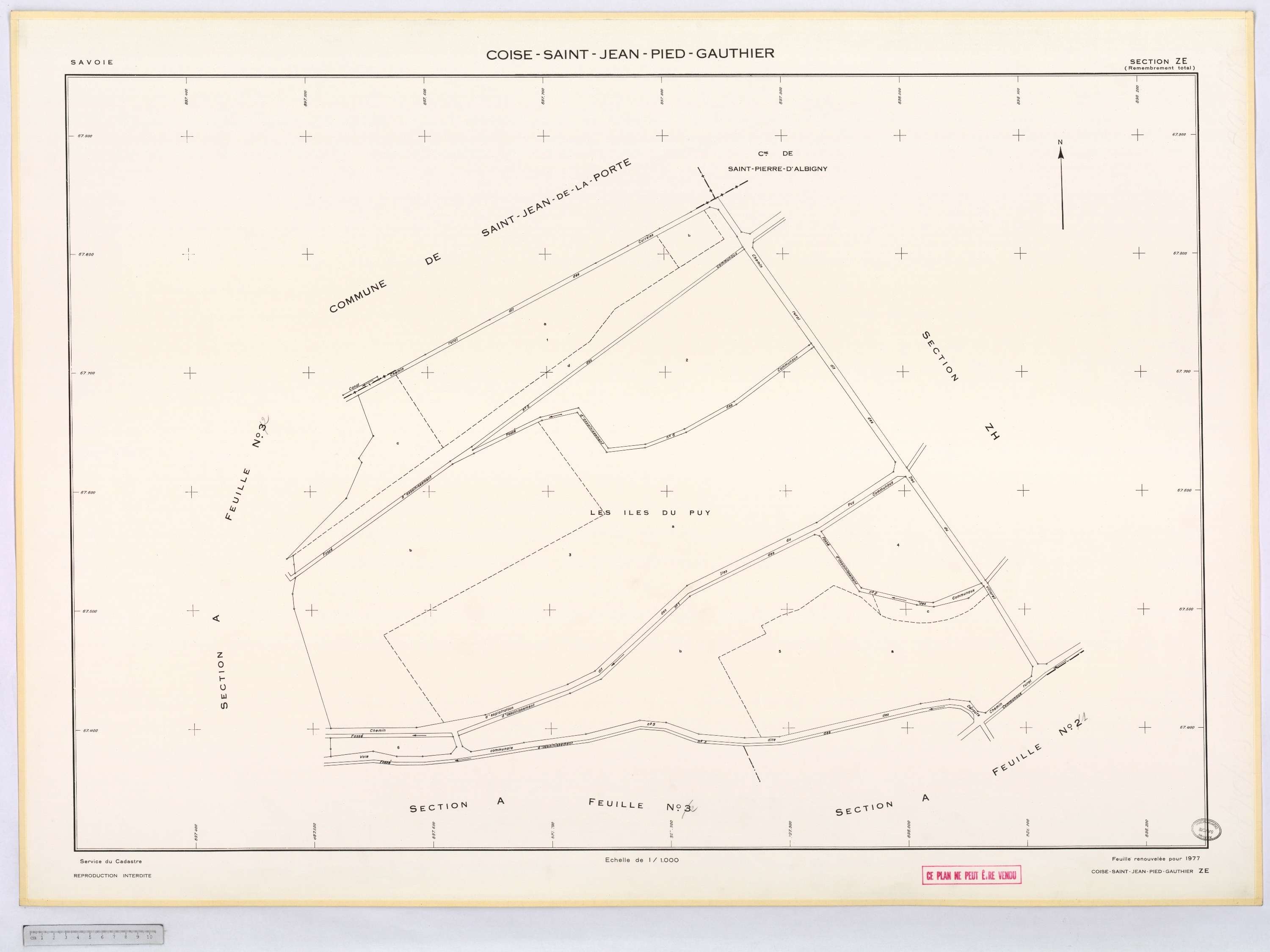 Coise-Saint-Jean-Pied-Gauthier - Cadastre remembré (1976).