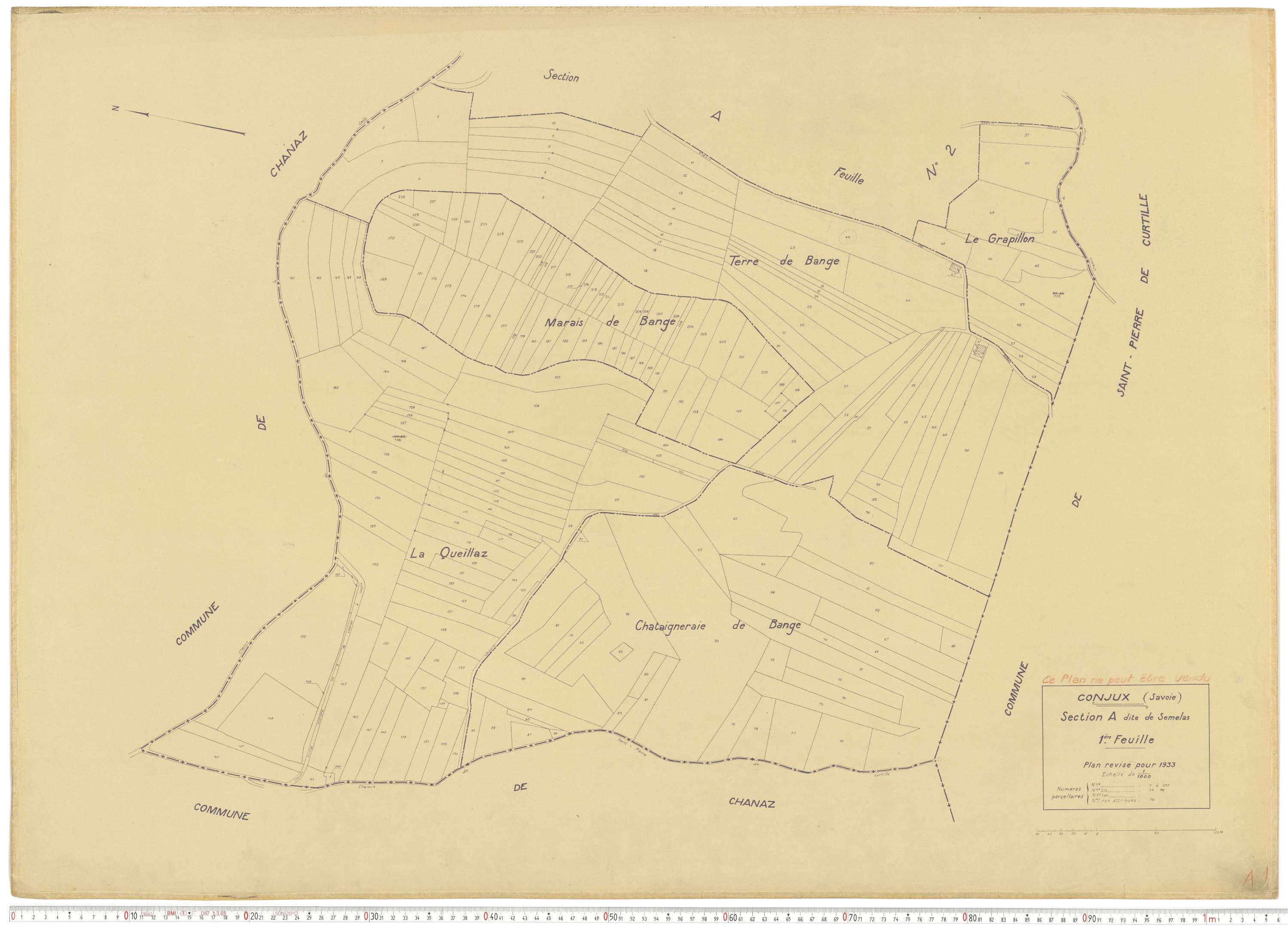Conjux - Plans cadastraux du cadastre rénové en 1933 et mis à jour en 1988.