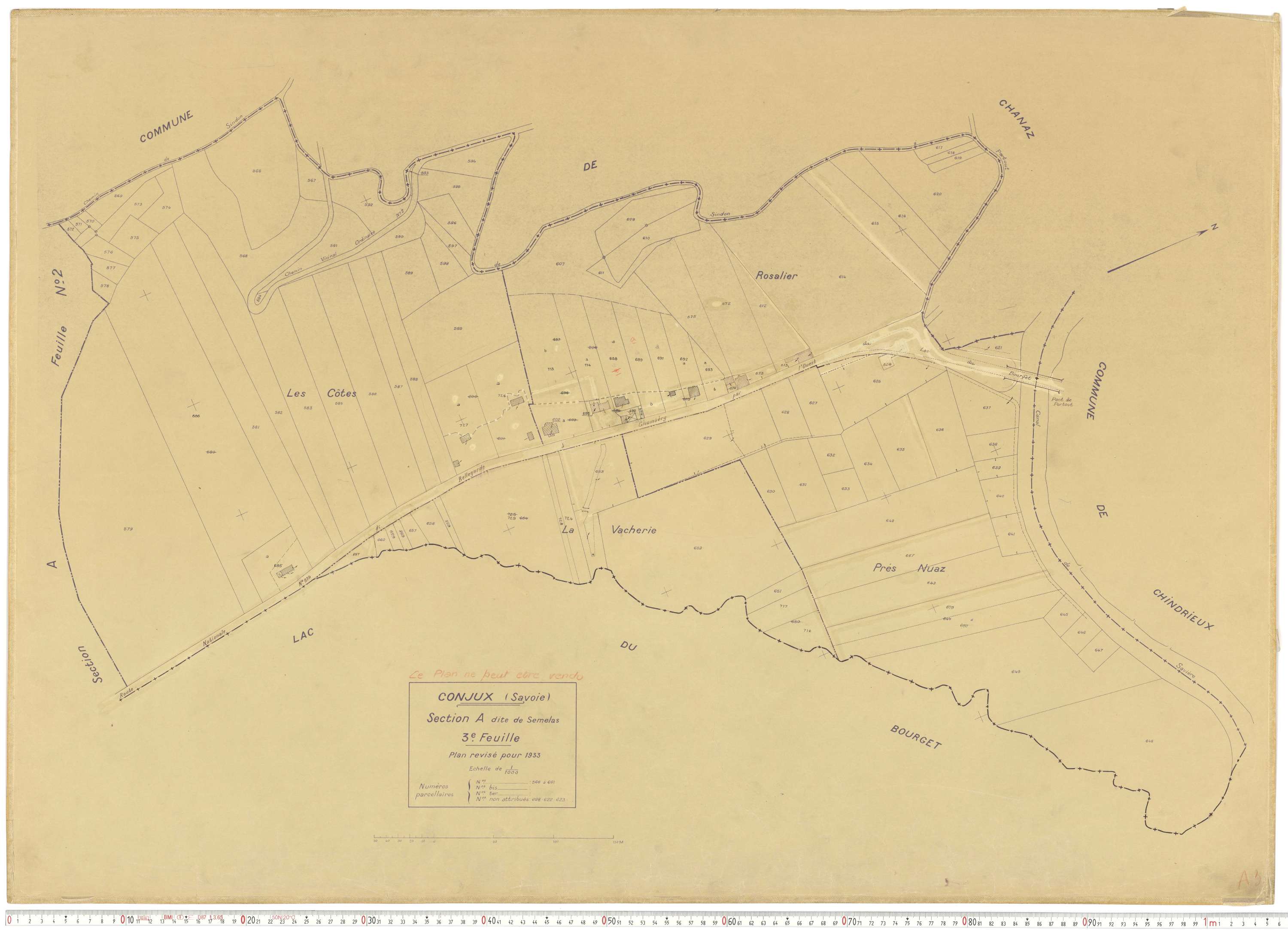 Conjux - Plans cadastraux du cadastre rénové en 1933 et mis à jour en 1988.