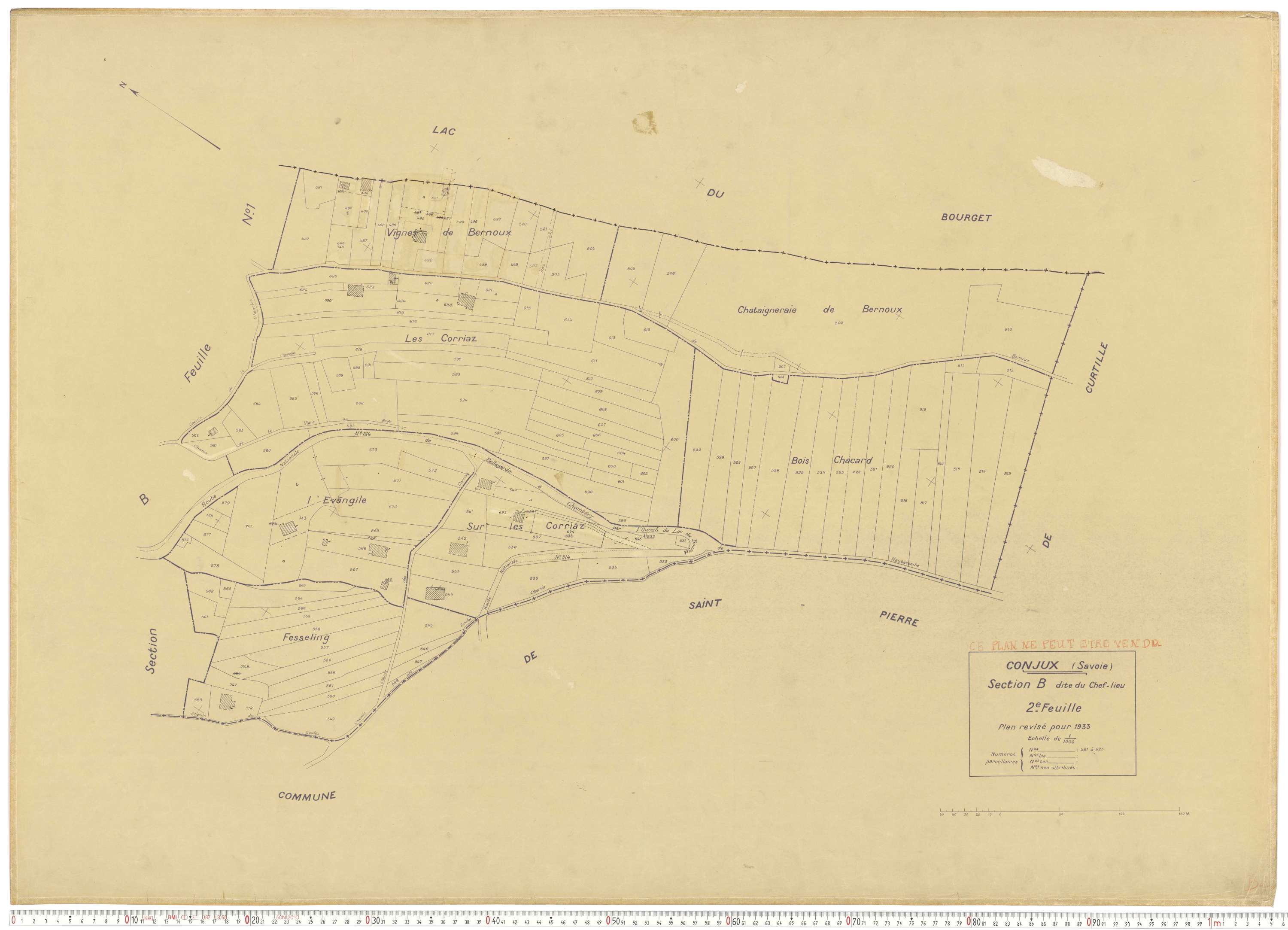 Conjux - Plans cadastraux du cadastre rénové en 1933 et mis à jour en 1988.
