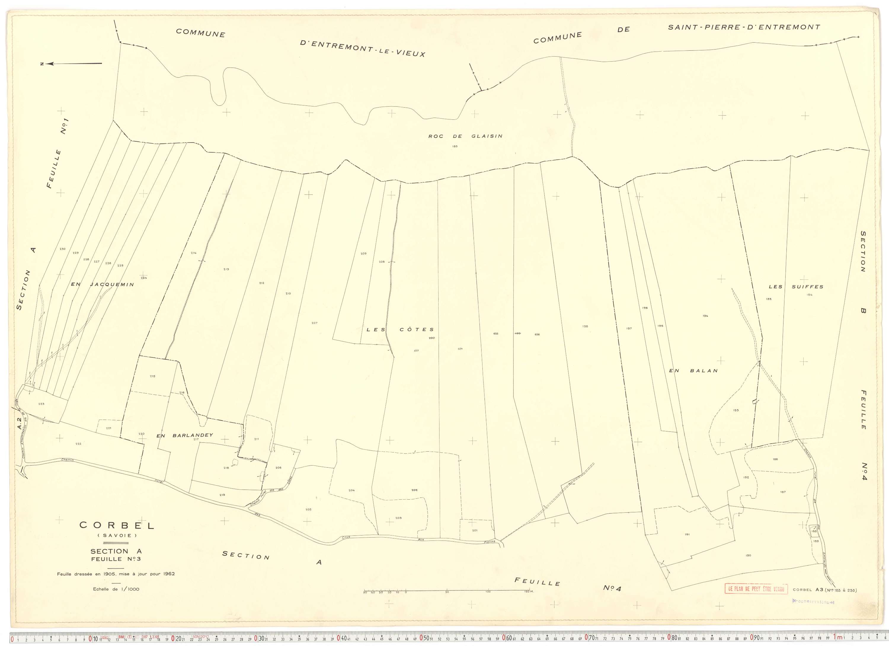Corbel - Plans cadastraux du cadastre rénové en 1962 et mis à jour en 1988.