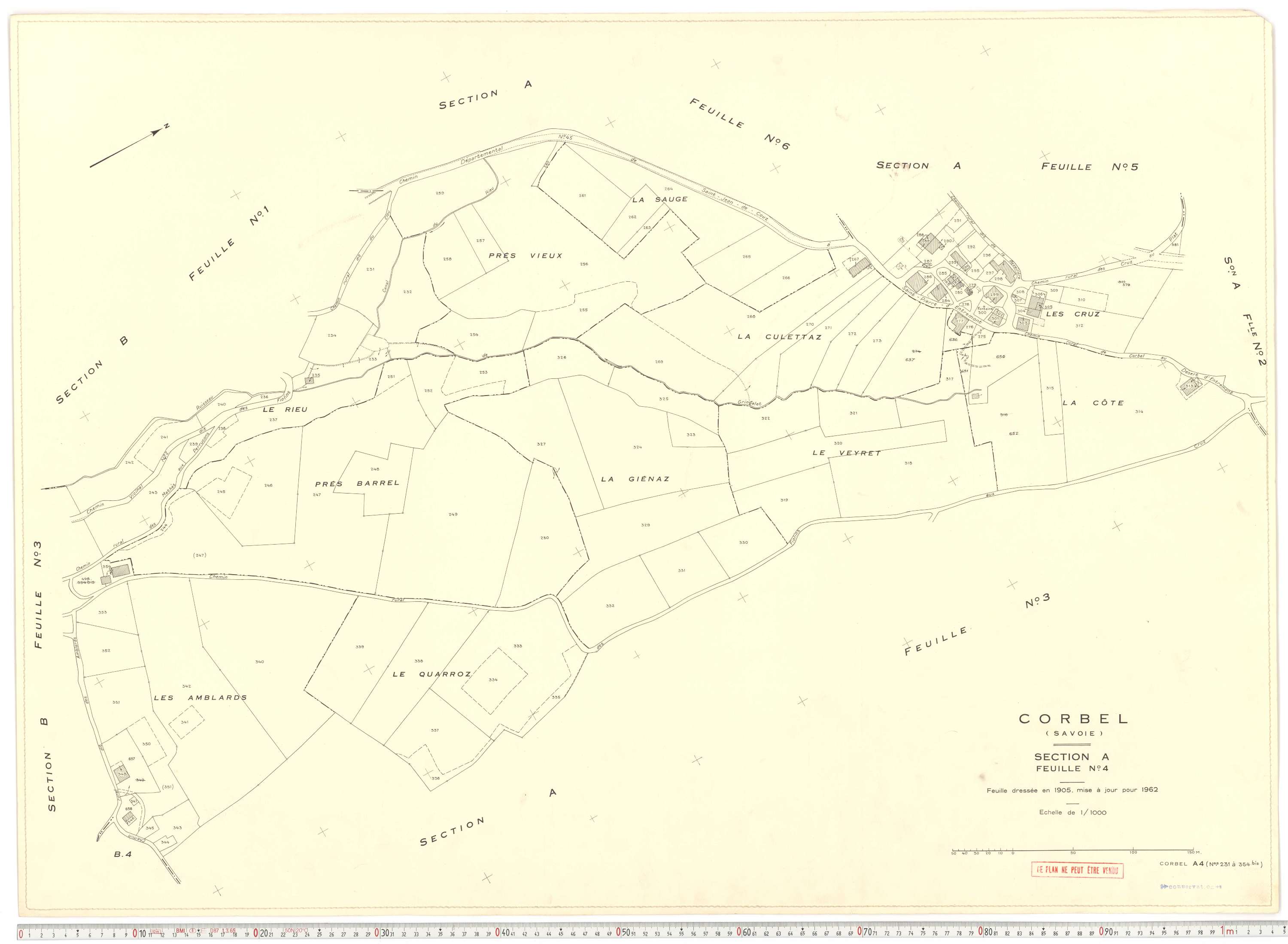 Corbel - Plans cadastraux du cadastre rénové en 1962 et mis à jour en 1988.