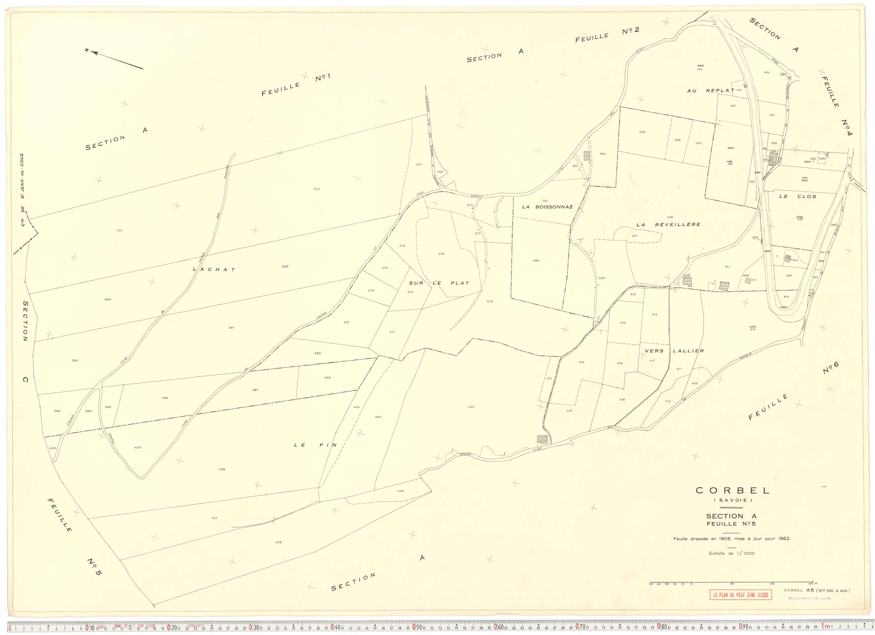 Corbel - Plans cadastraux du cadastre rénové en 1962 et mis à jour en 1988.