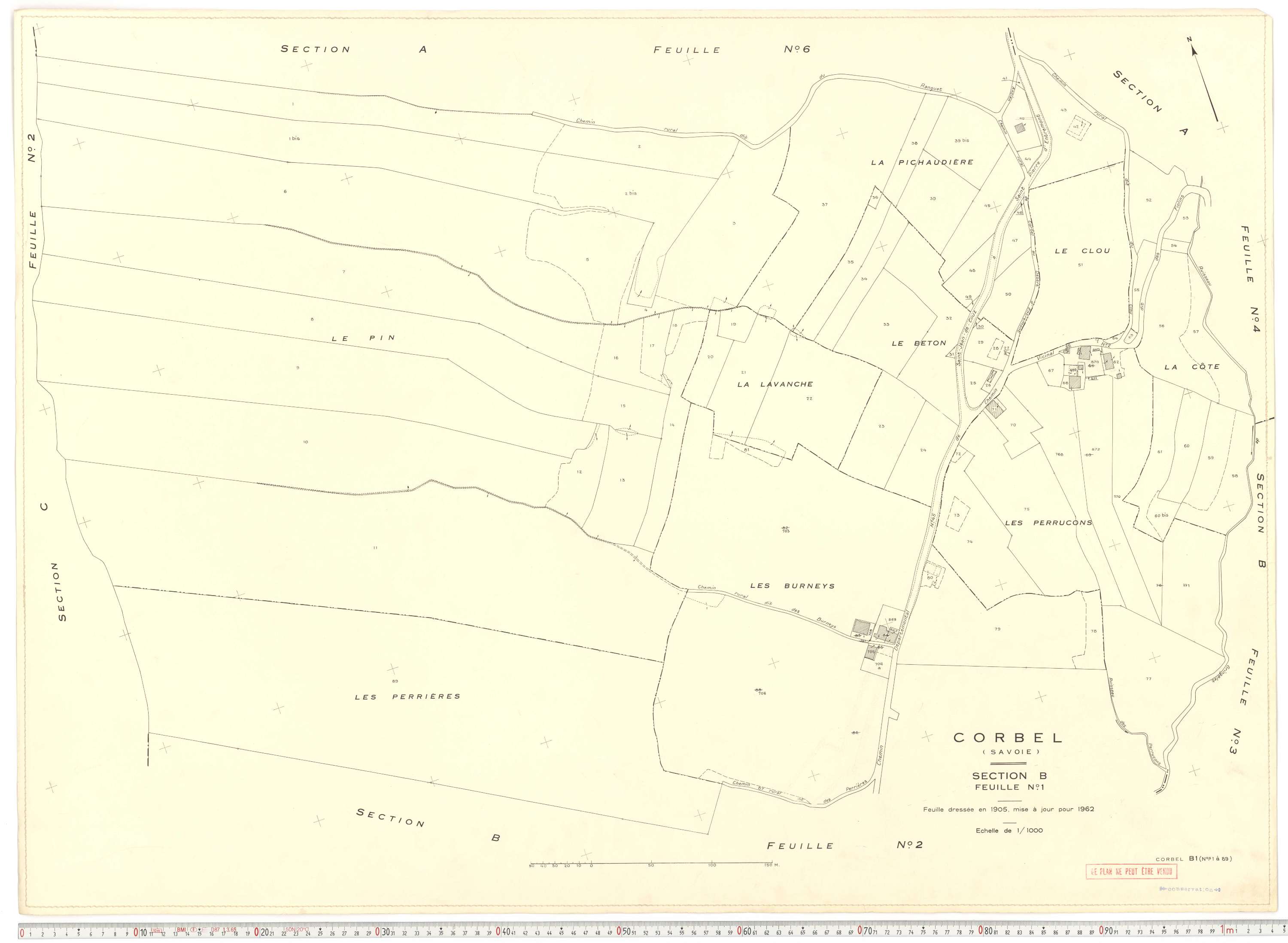 Corbel - Plans cadastraux du cadastre rénové en 1962 et mis à jour en 1988.