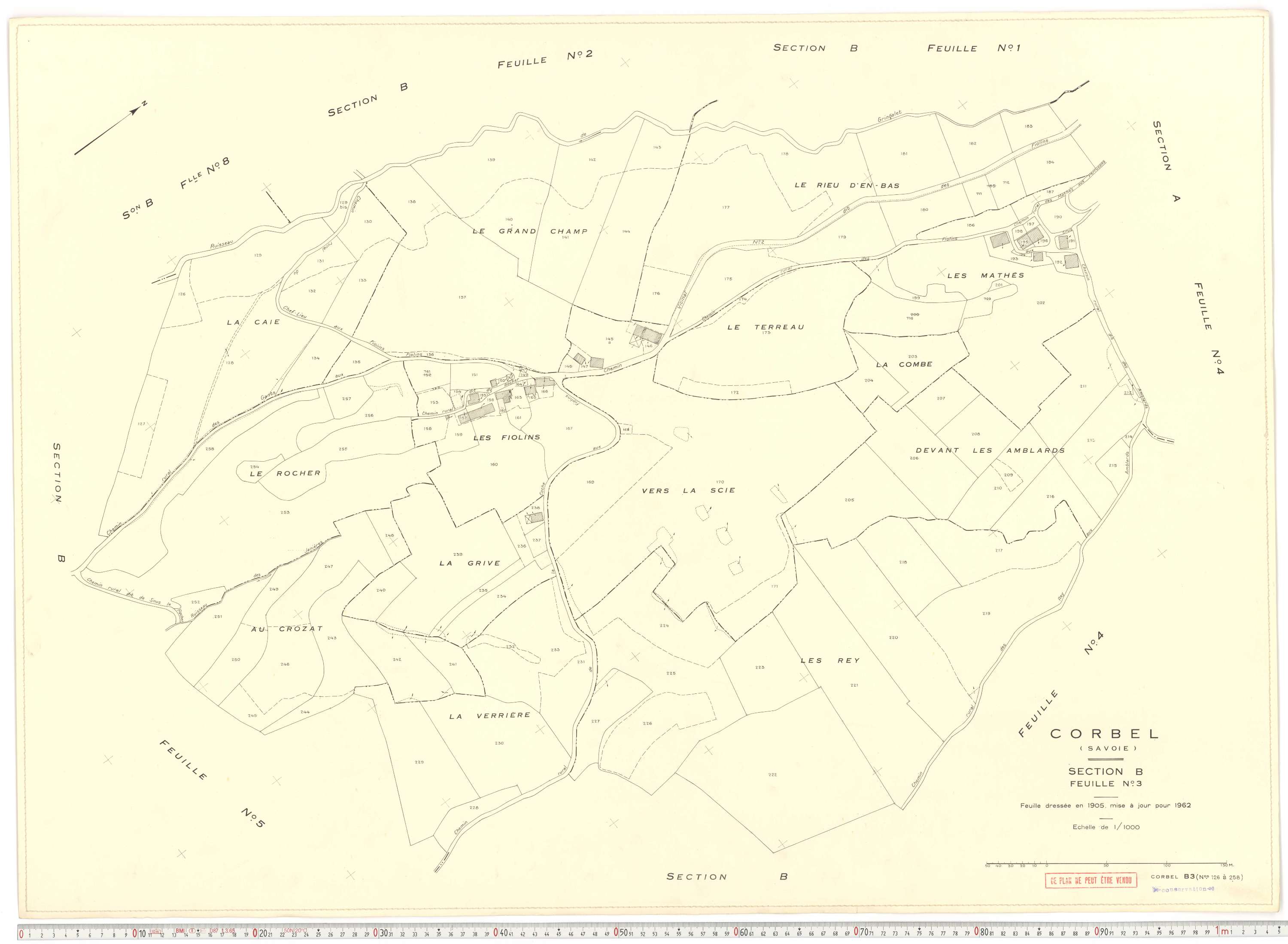 Corbel - Plans cadastraux du cadastre rénové en 1962 et mis à jour en 1988.