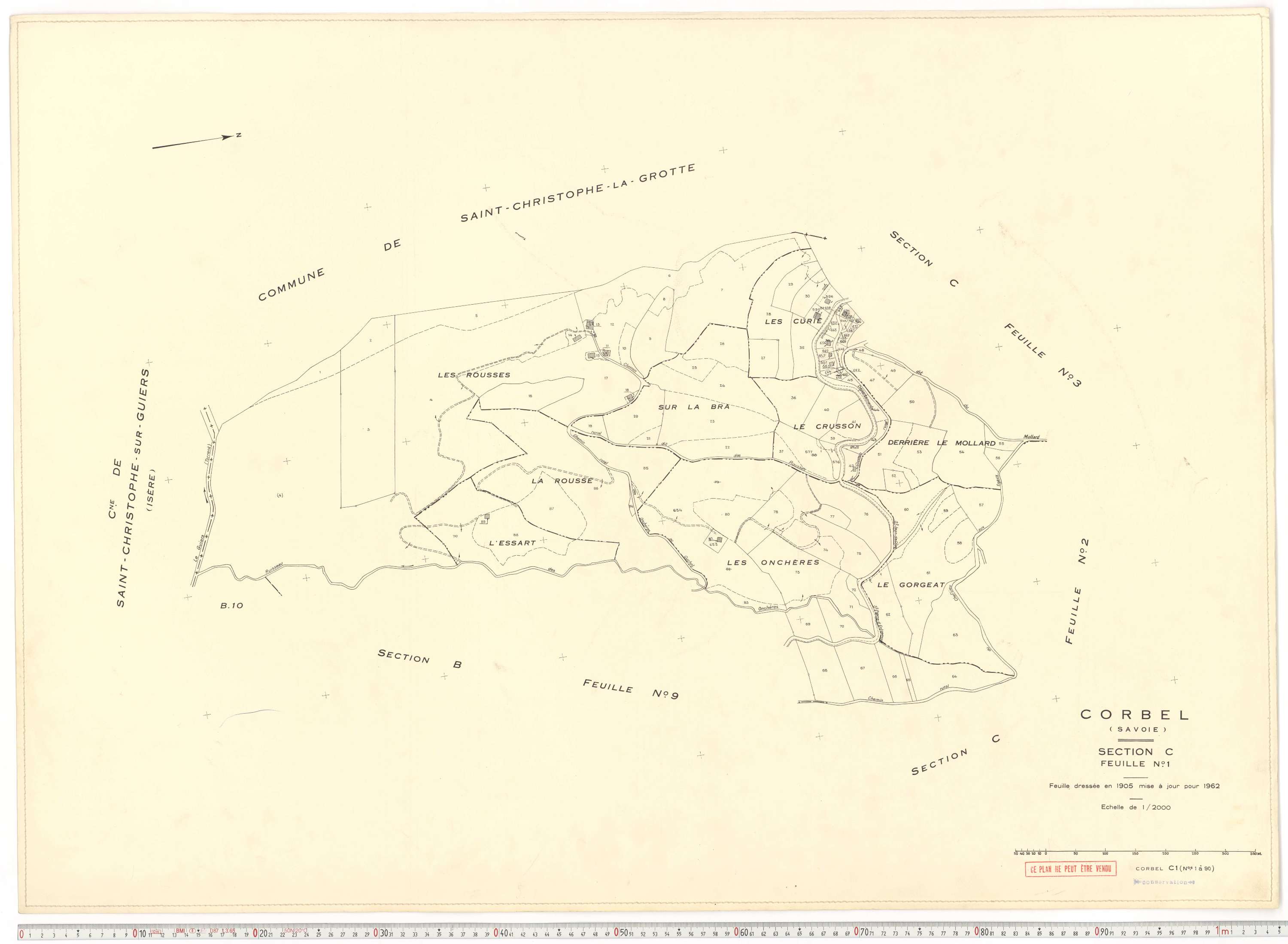 Corbel - Plans cadastraux du cadastre rénové en 1962 et mis à jour en 1988.
