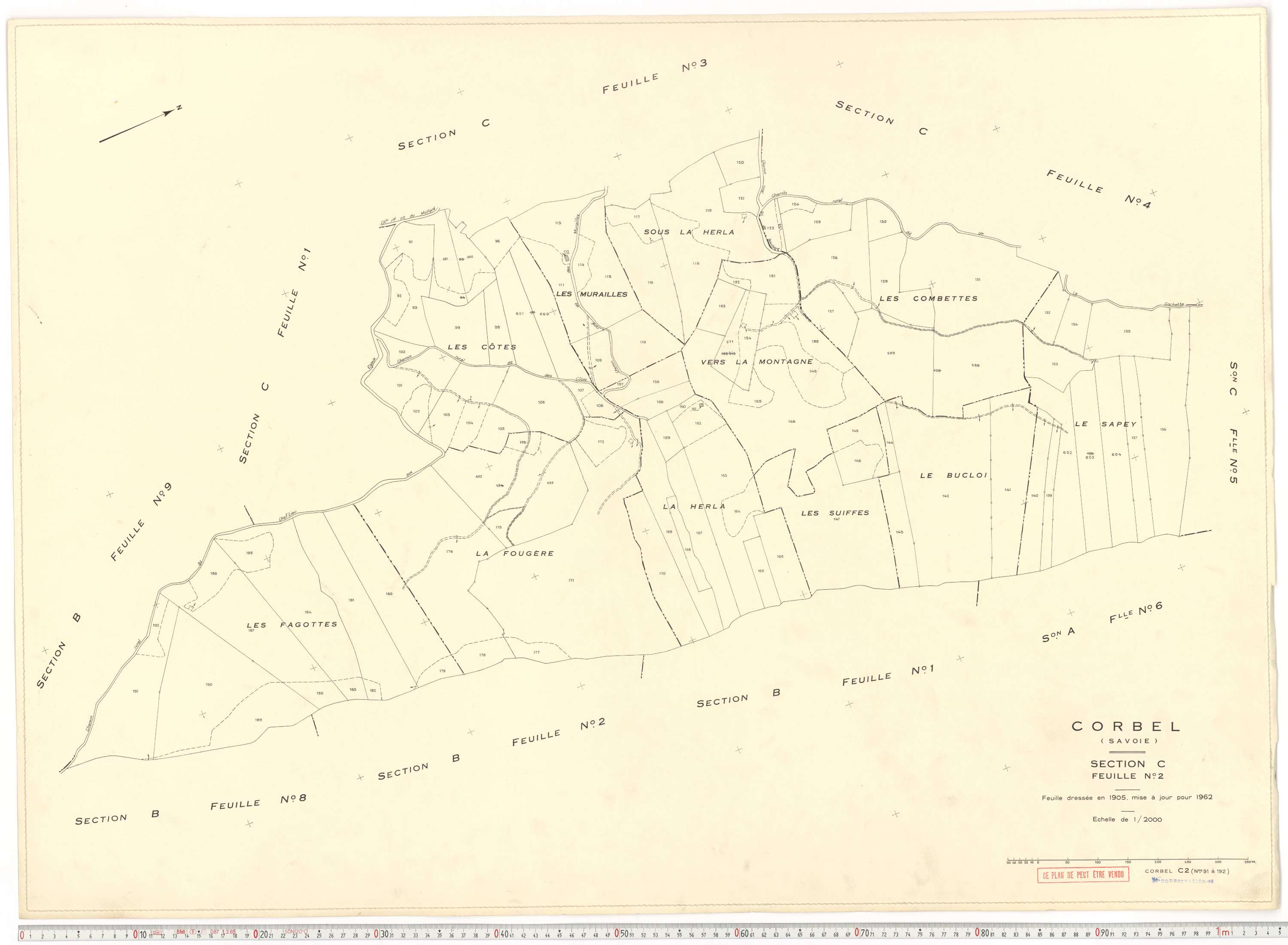 Corbel - Plans cadastraux du cadastre rénové en 1962 et mis à jour en 1988.