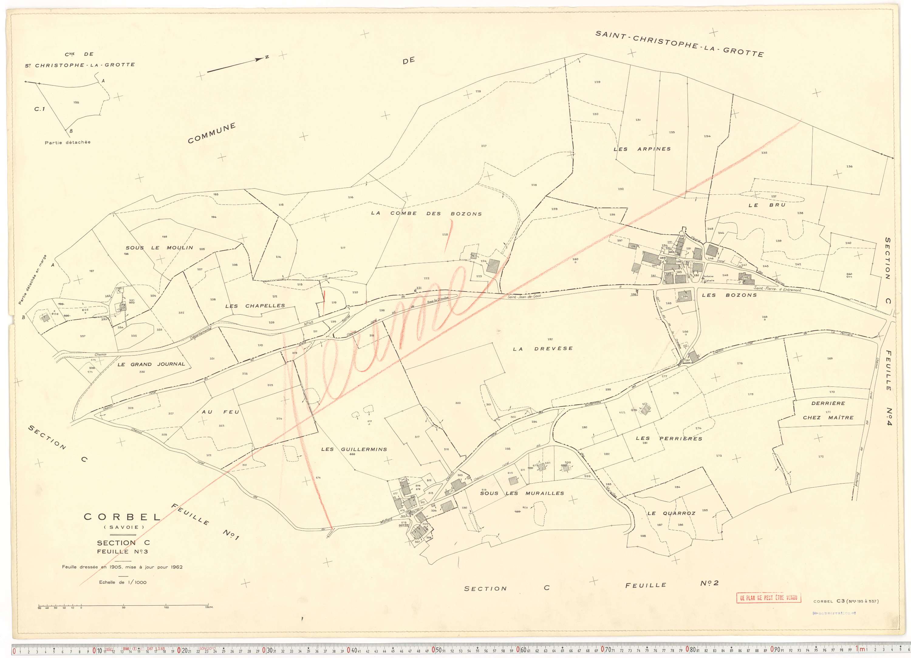 Corbel - Plans cadastraux du cadastre rénové en 1962 et mis à jour en 1988.