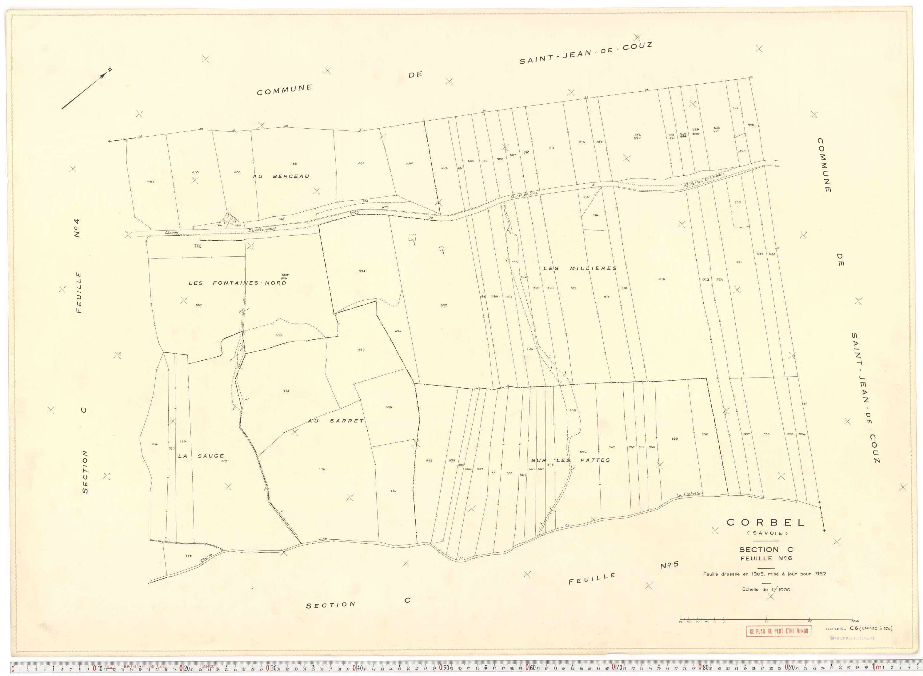 Corbel - Plans cadastraux du cadastre rénové en 1962 et mis à jour en 1988.
