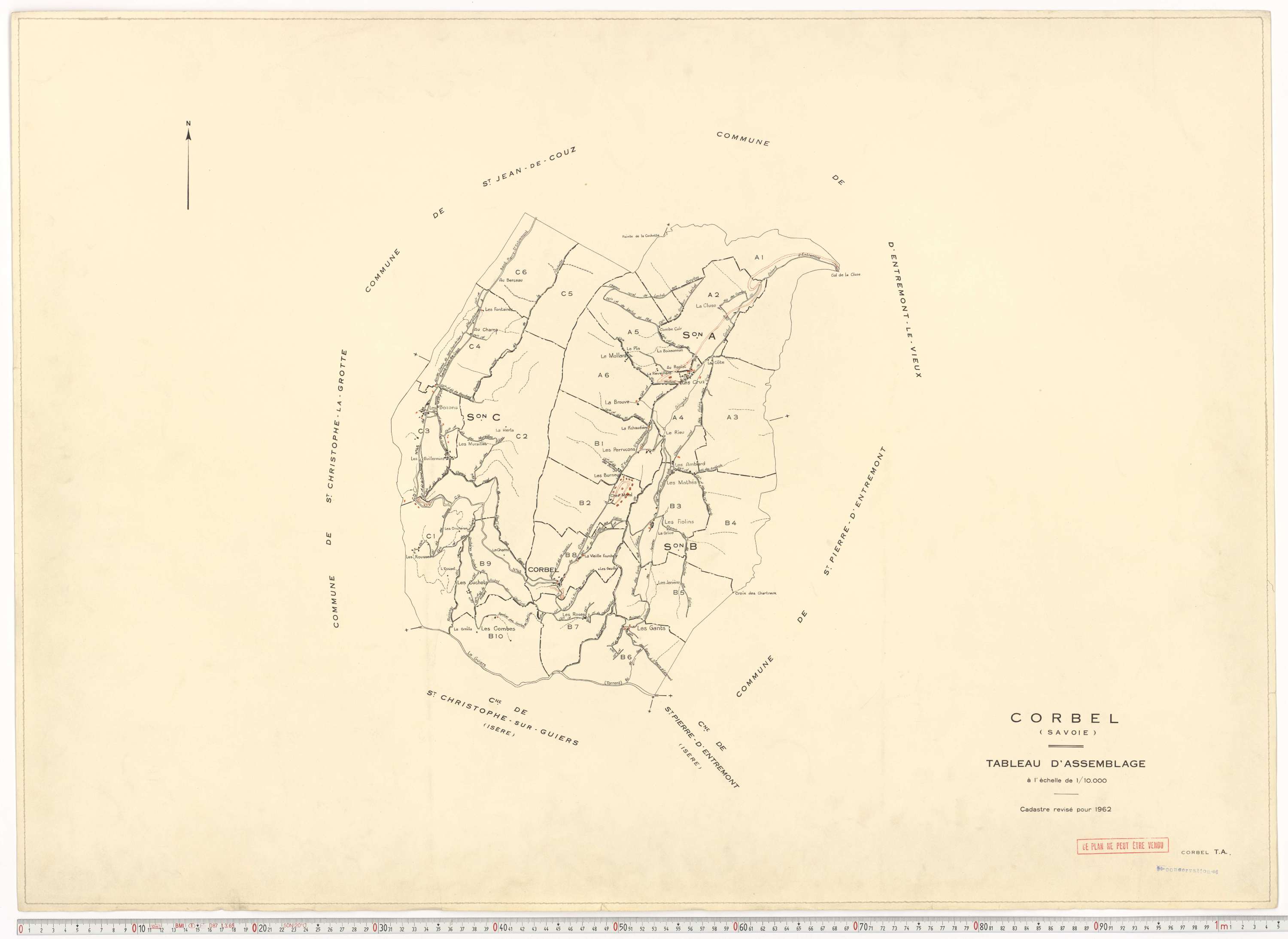 Corbel - Plans cadastraux du cadastre rénové en 1962 et mis à jour en 1988.