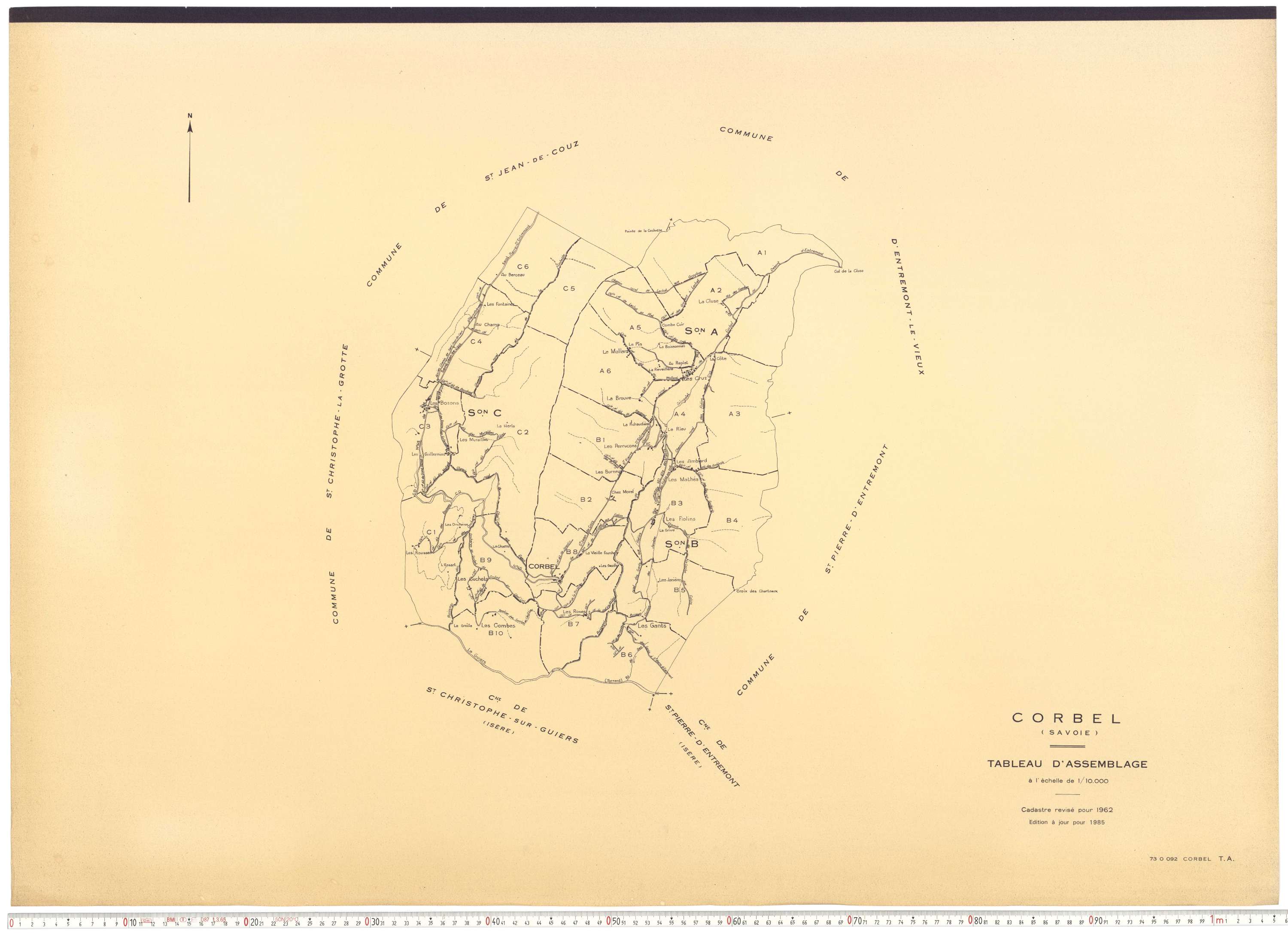 Corbel - Plans cadastraux du cadastre rénové en 1962 et mis à jour en 1988.