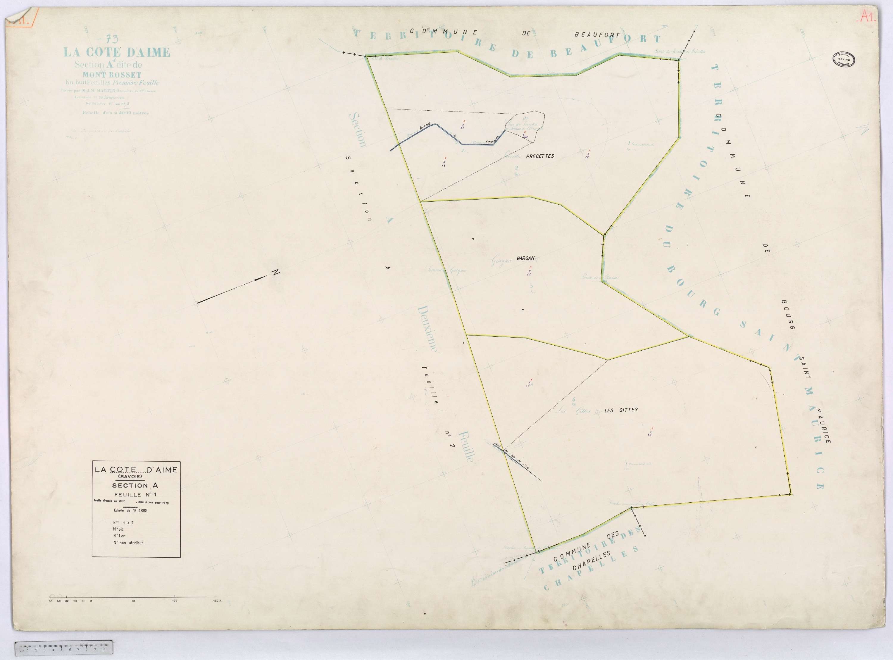 La Côte-d'Aime - Cadastre rénové et remembré (1970).