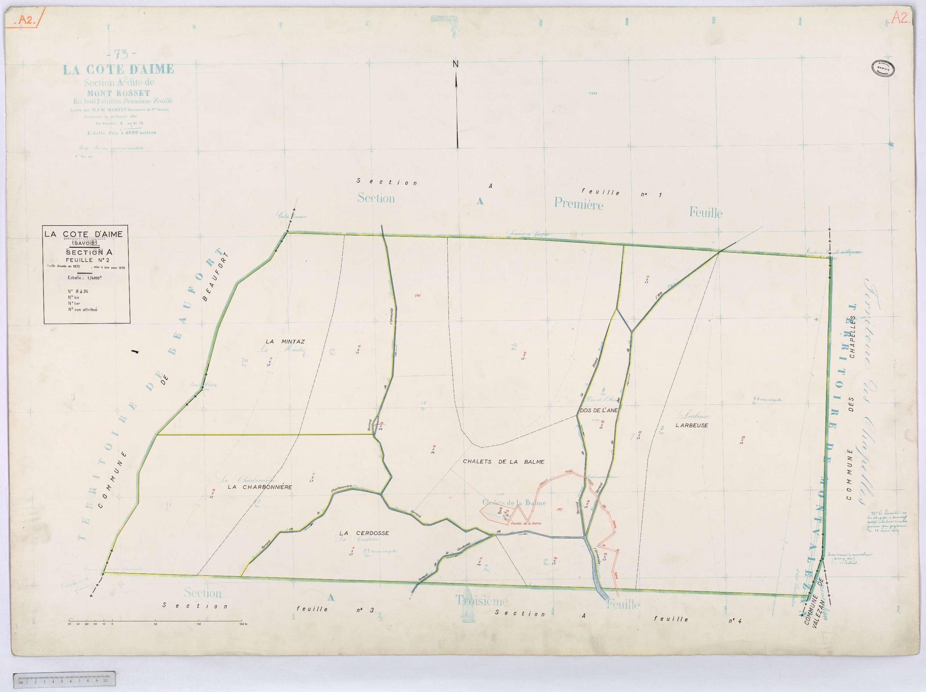 La Côte-d'Aime - Cadastre rénové et remembré (1970).