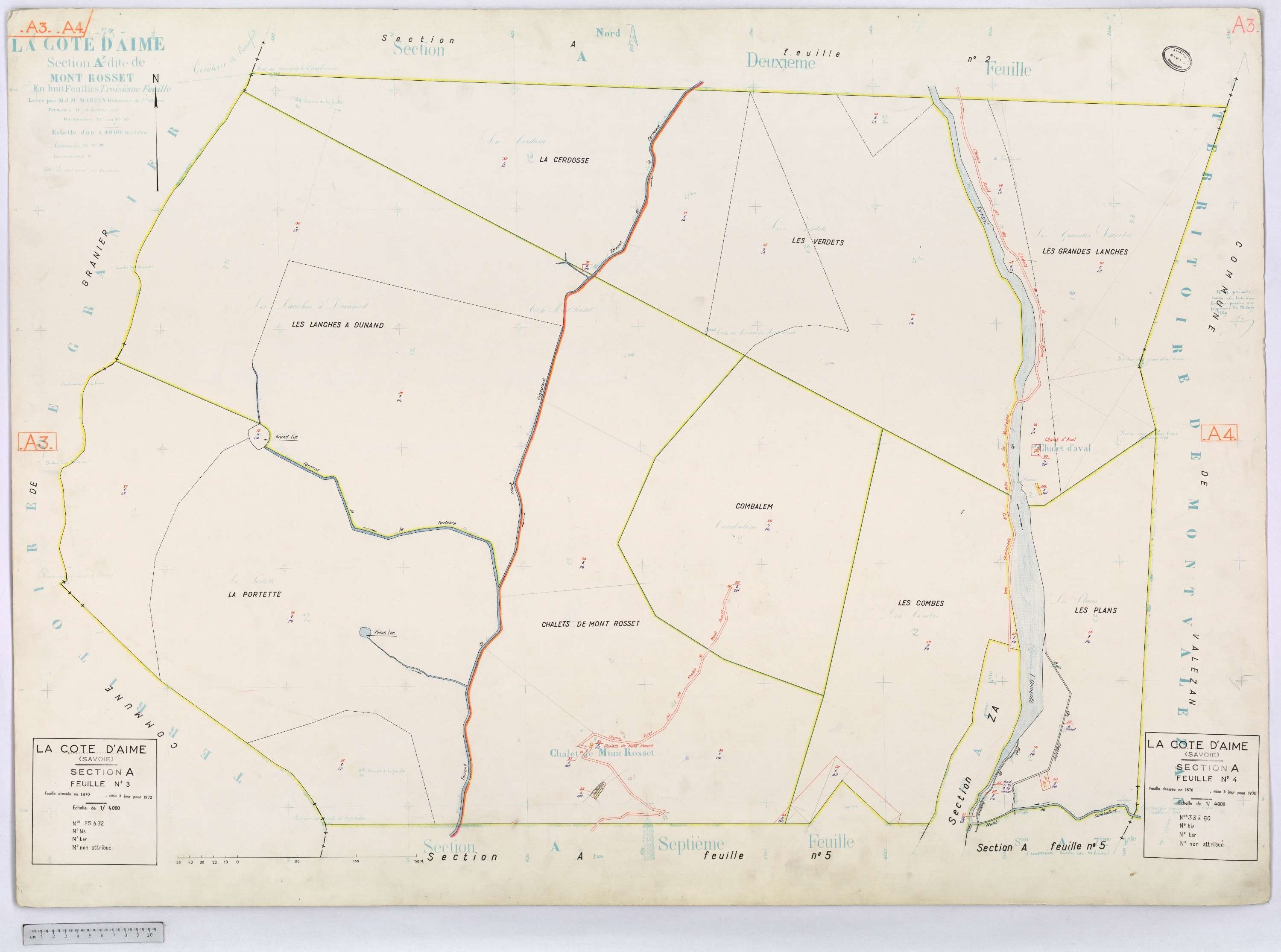 La Côte-d'Aime - Cadastre rénové et remembré (1970).