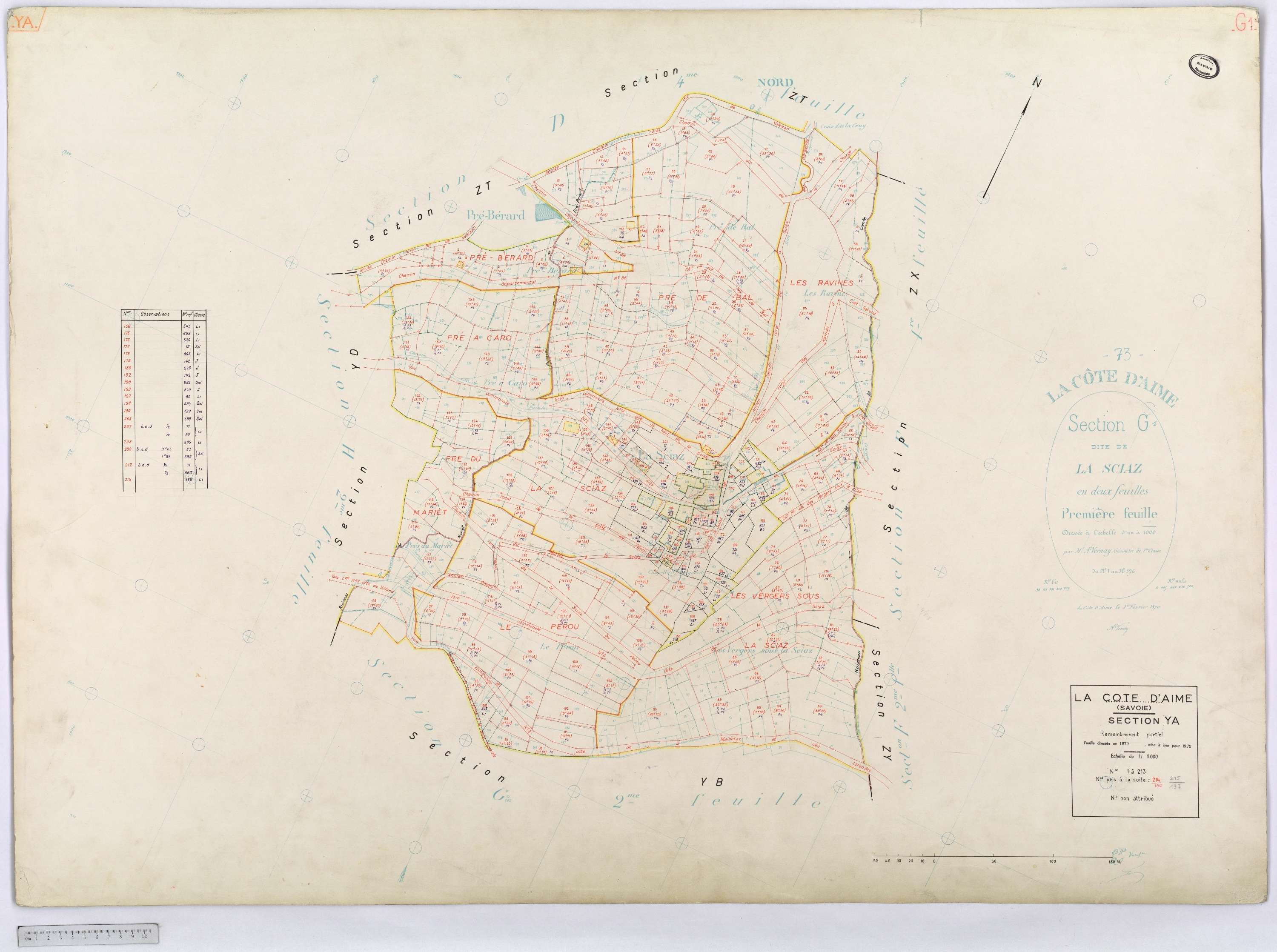 La Côte-d'Aime - Cadastre rénové et remembré (1970).