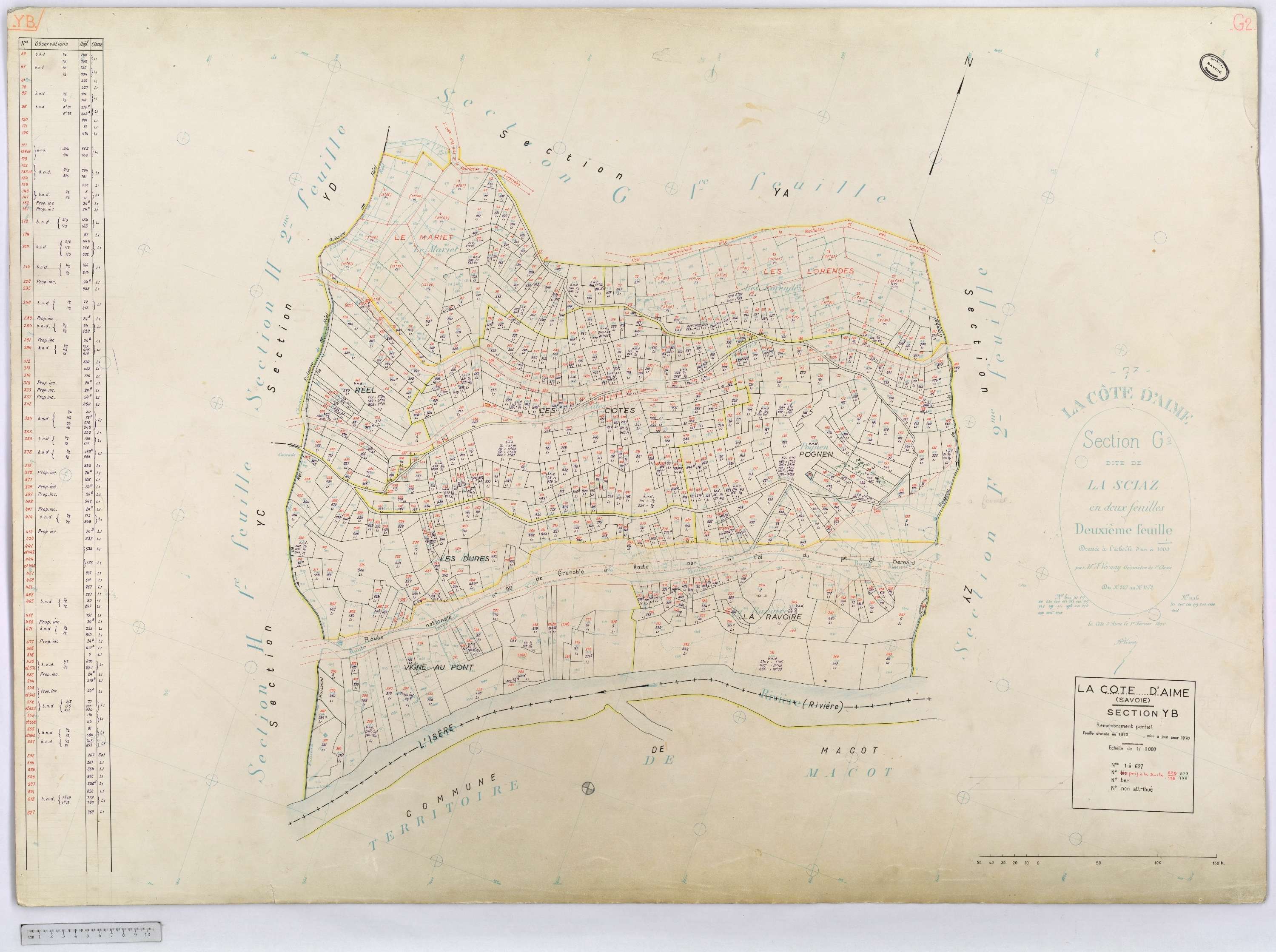 La Côte-d'Aime - Cadastre rénové et remembré (1970).