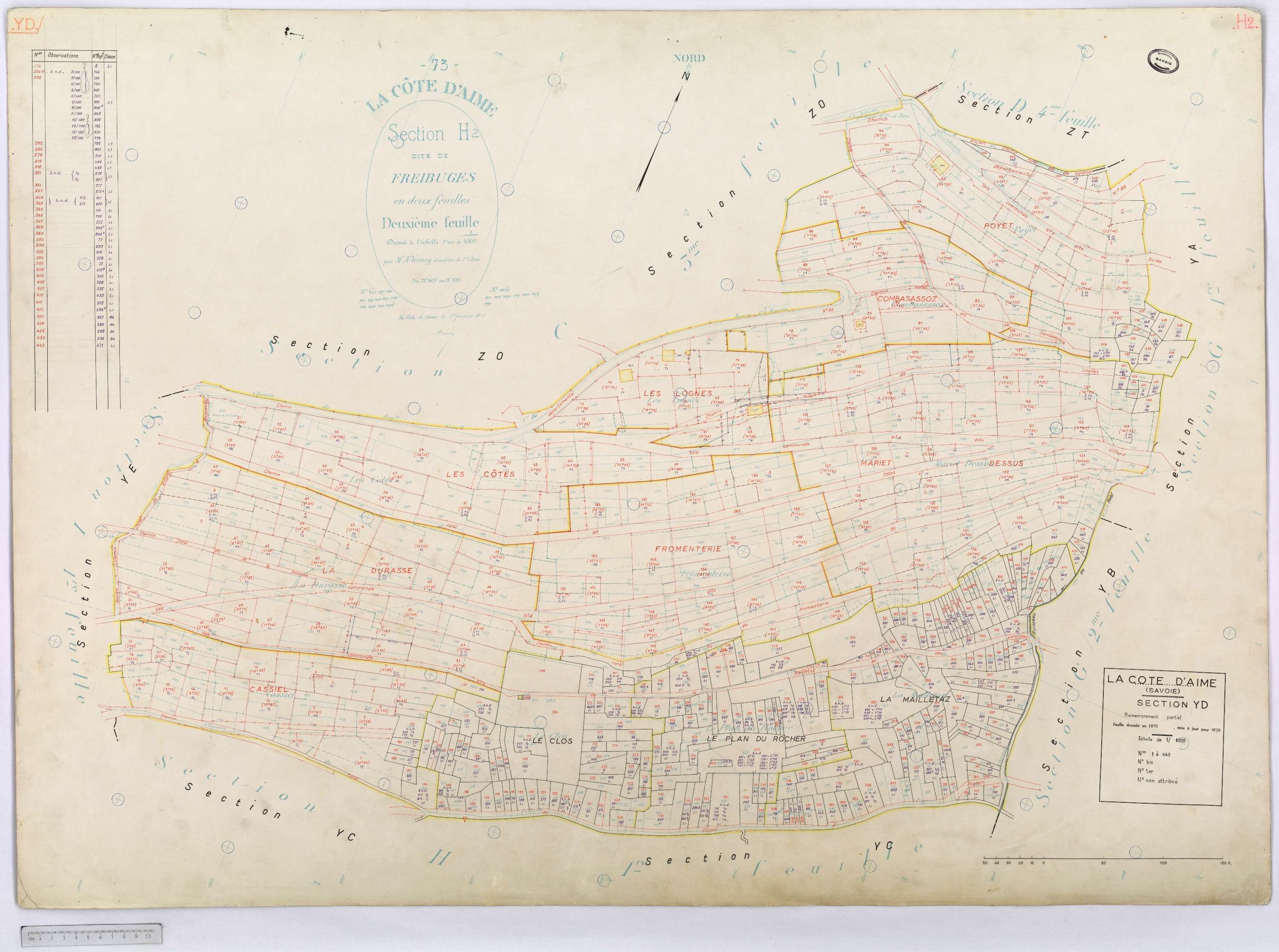 La Côte-d'Aime - Cadastre rénové et remembré (1970).
