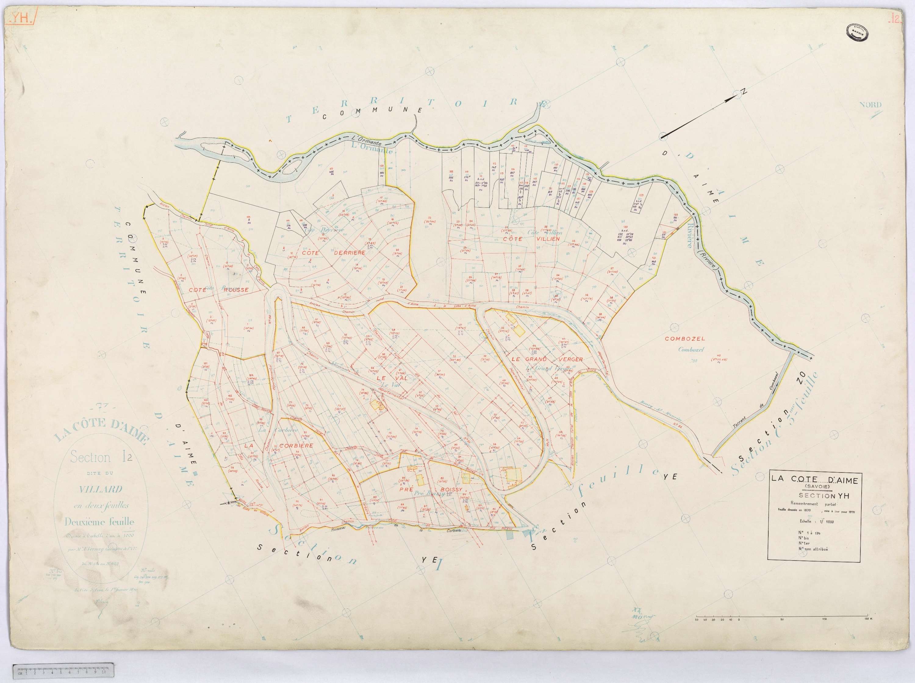 La Côte-d'Aime - Cadastre rénové et remembré (1970).