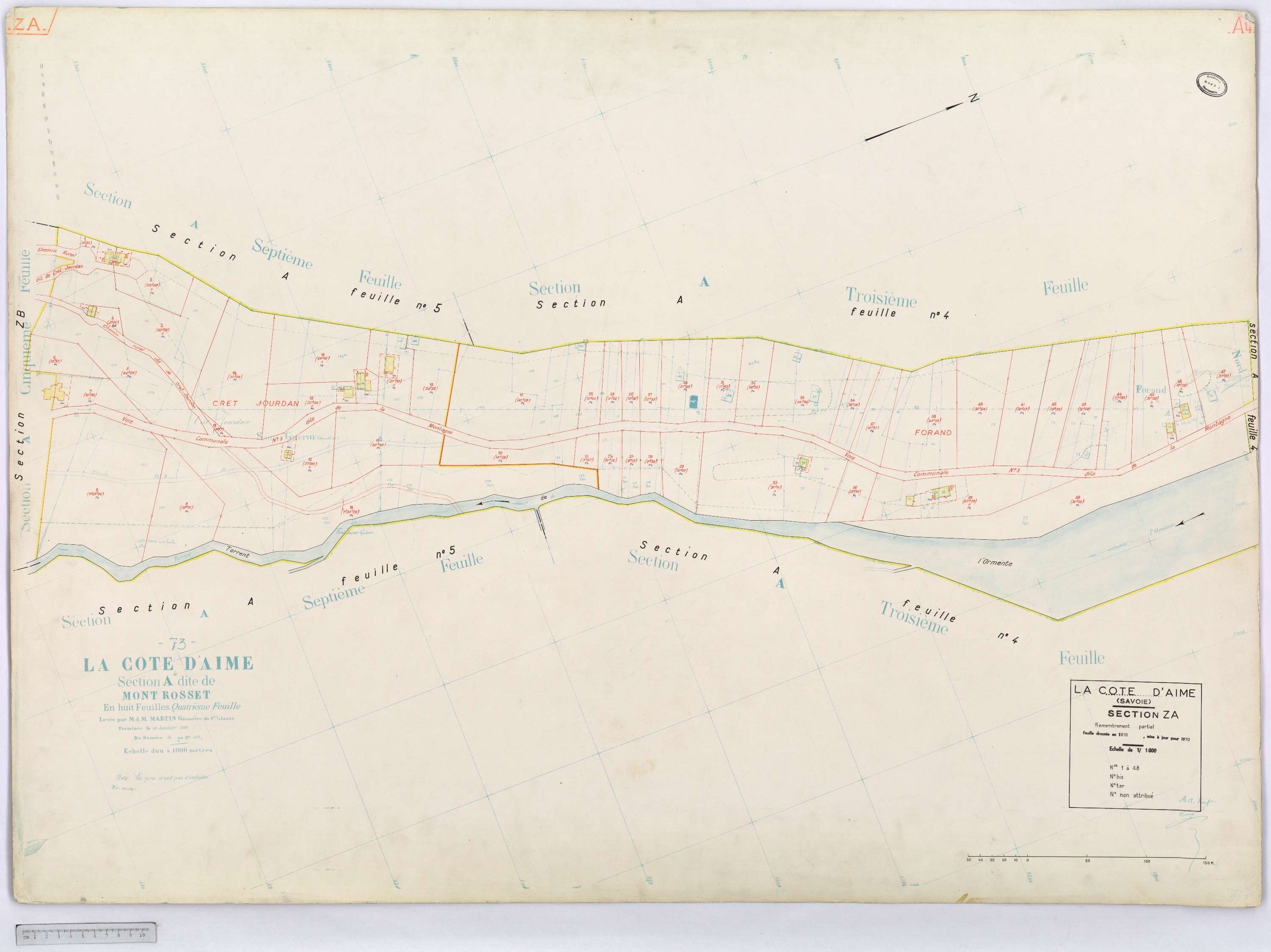 La Côte-d'Aime - Cadastre rénové et remembré (1970).