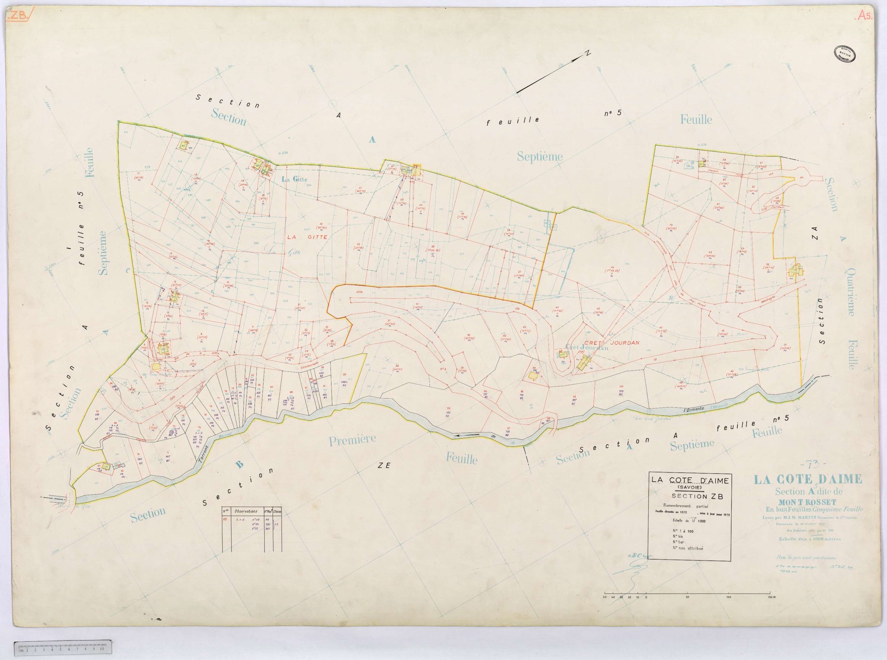 La Côte-d'Aime - Cadastre rénové et remembré (1970).