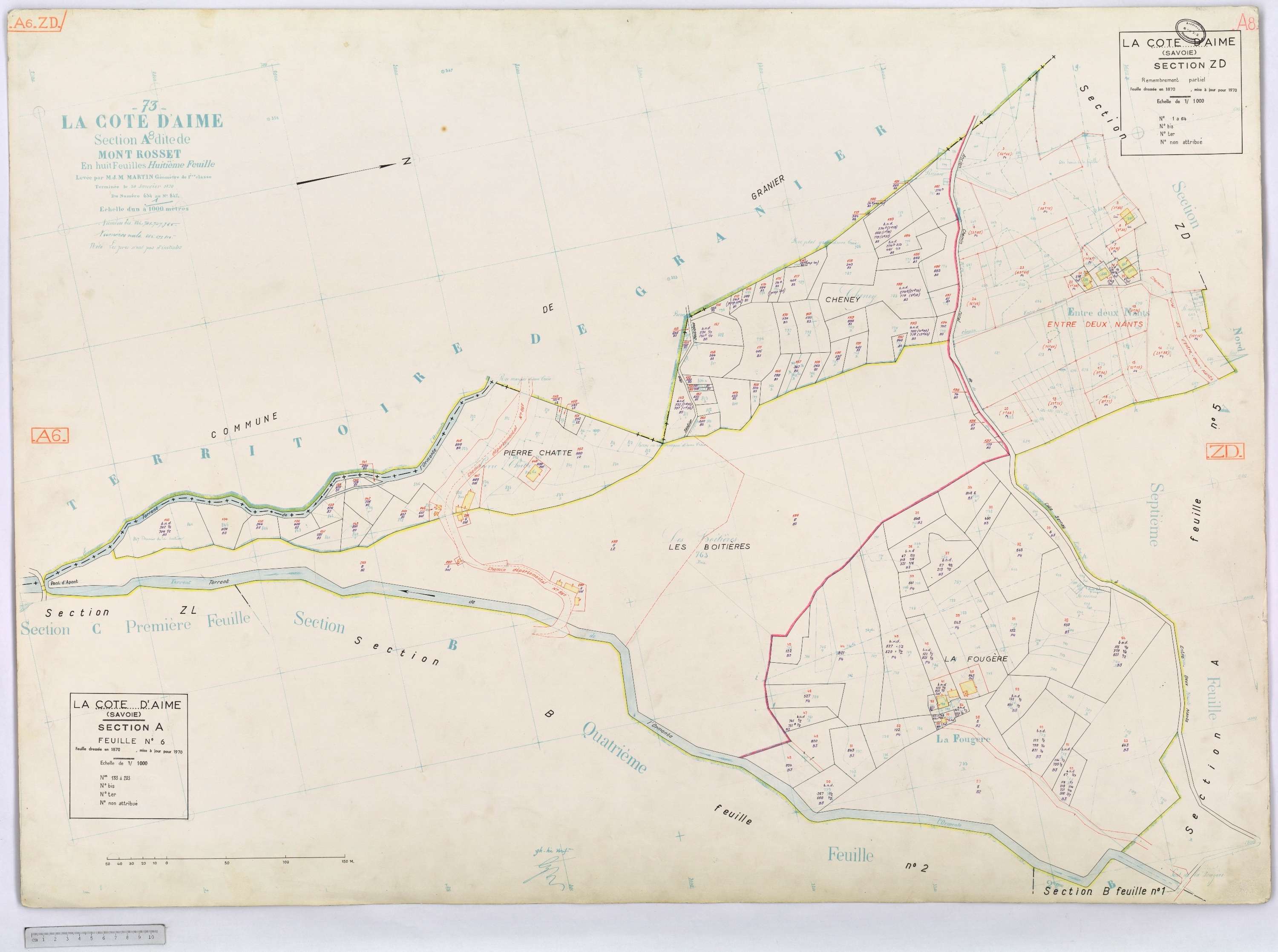 La Côte-d'Aime - Cadastre rénové et remembré (1970).