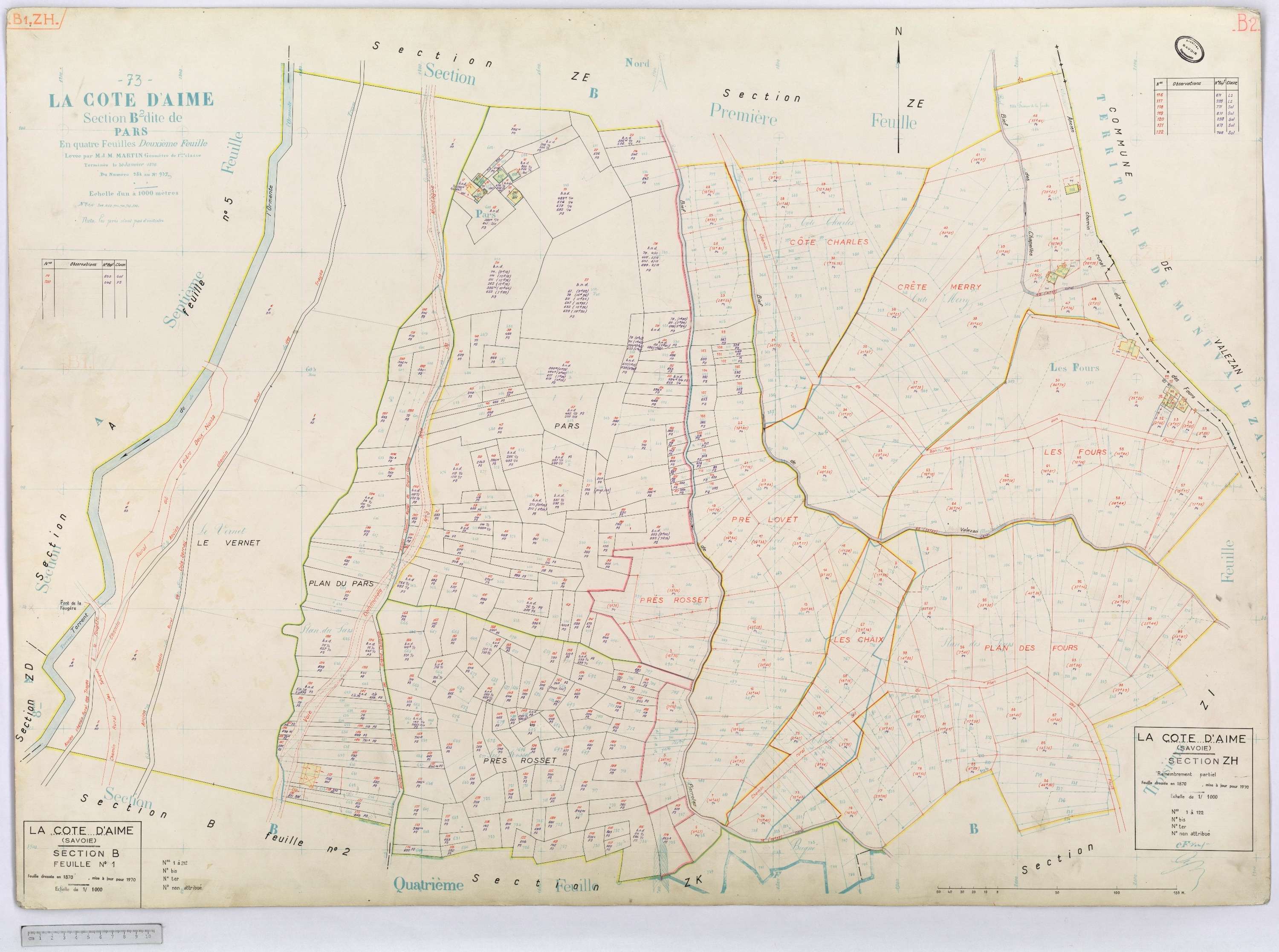 La Côte-d'Aime - Cadastre rénové et remembré (1970).