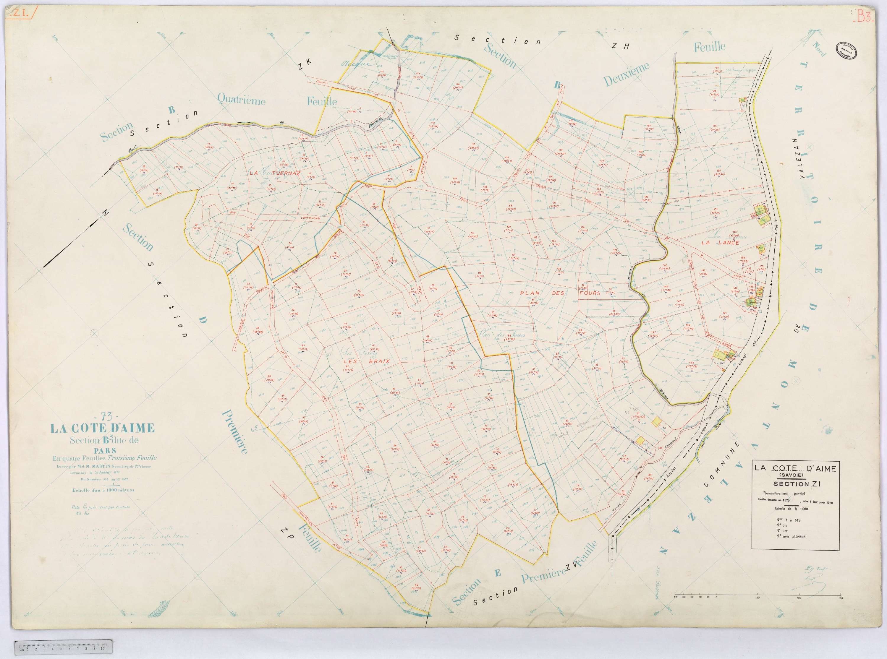 La Côte-d'Aime - Cadastre rénové et remembré (1970).