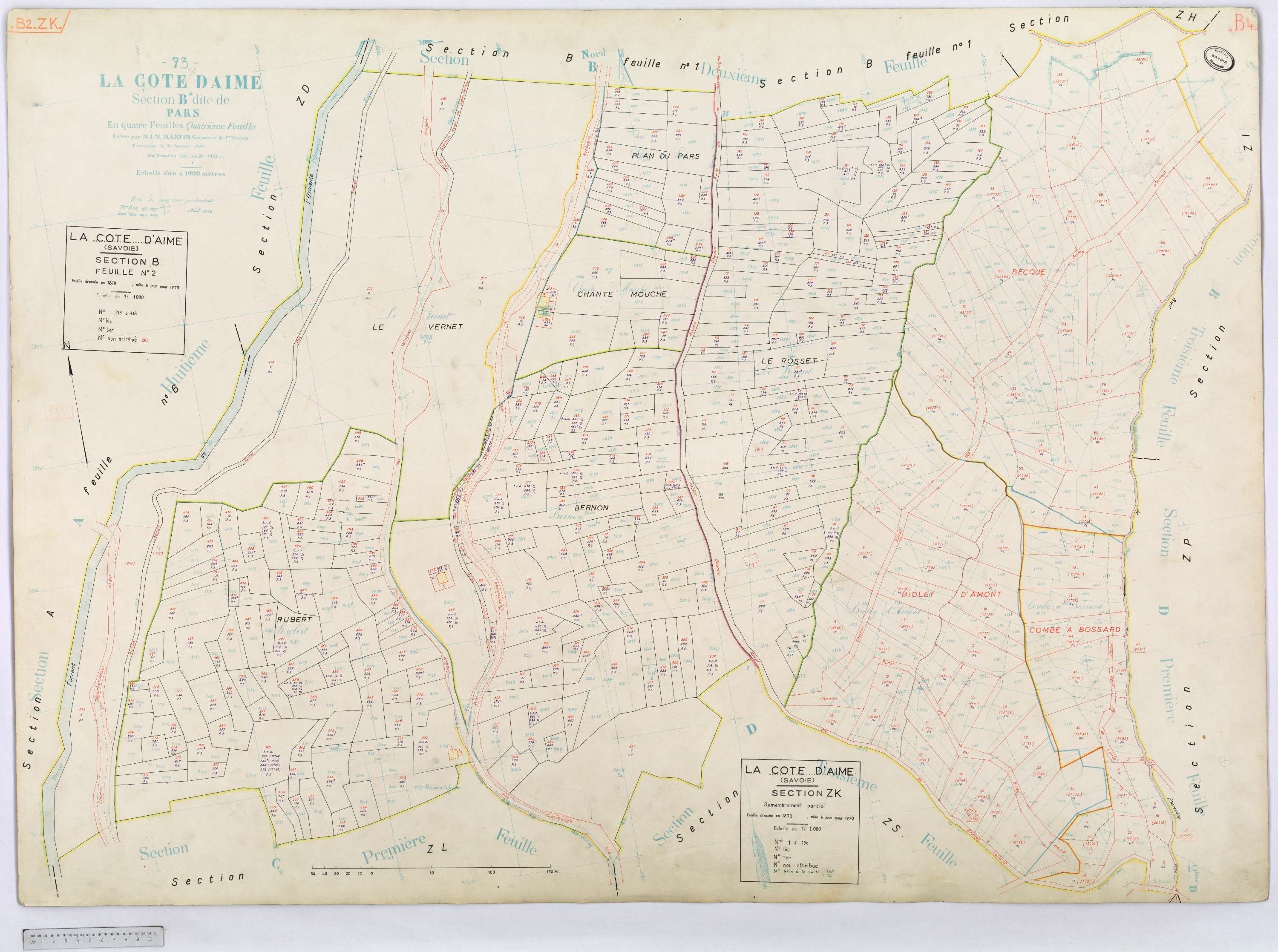 La Côte-d'Aime - Cadastre rénové et remembré (1970).