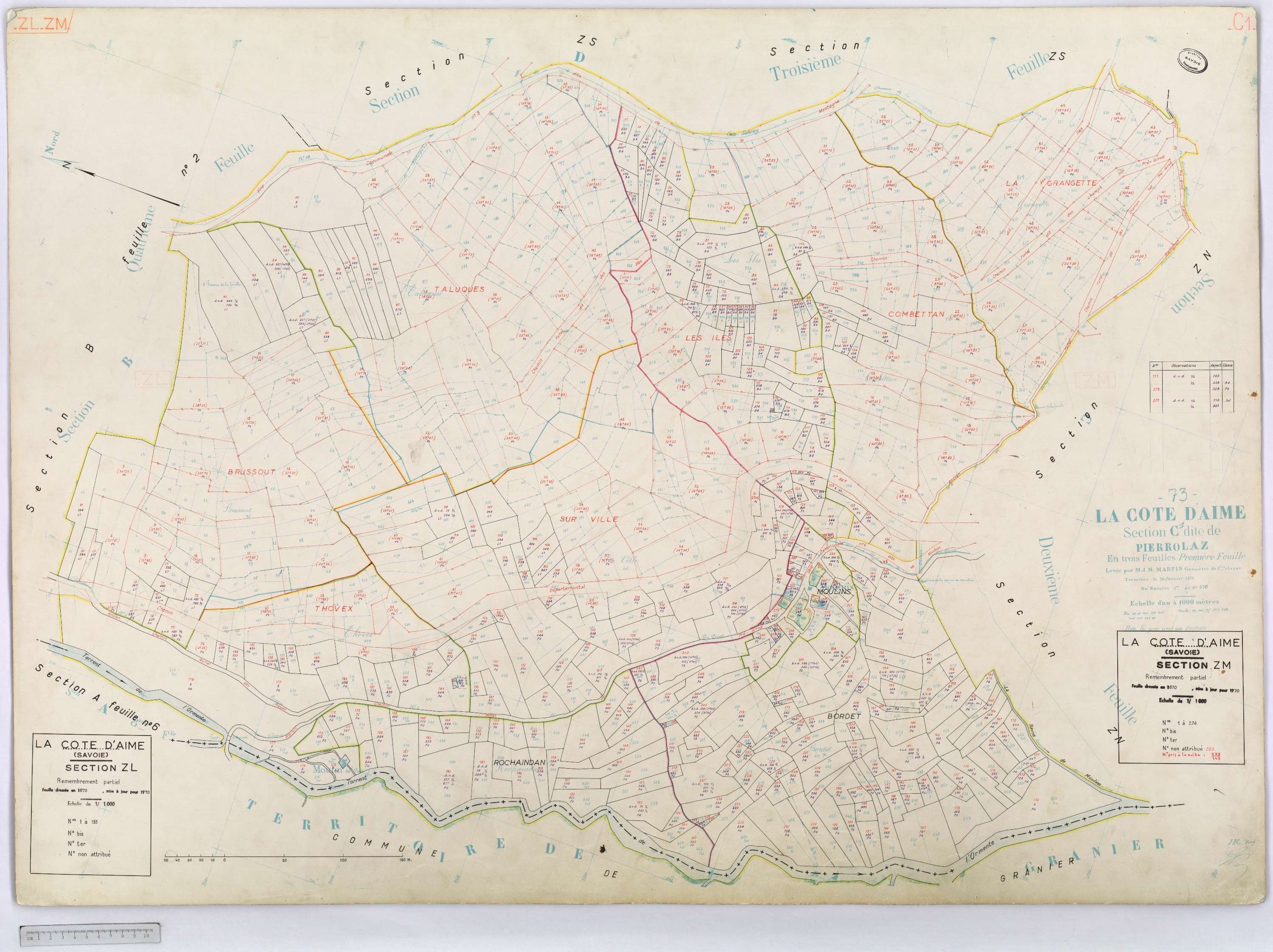 La Côte-d'Aime - Cadastre rénové et remembré (1970).