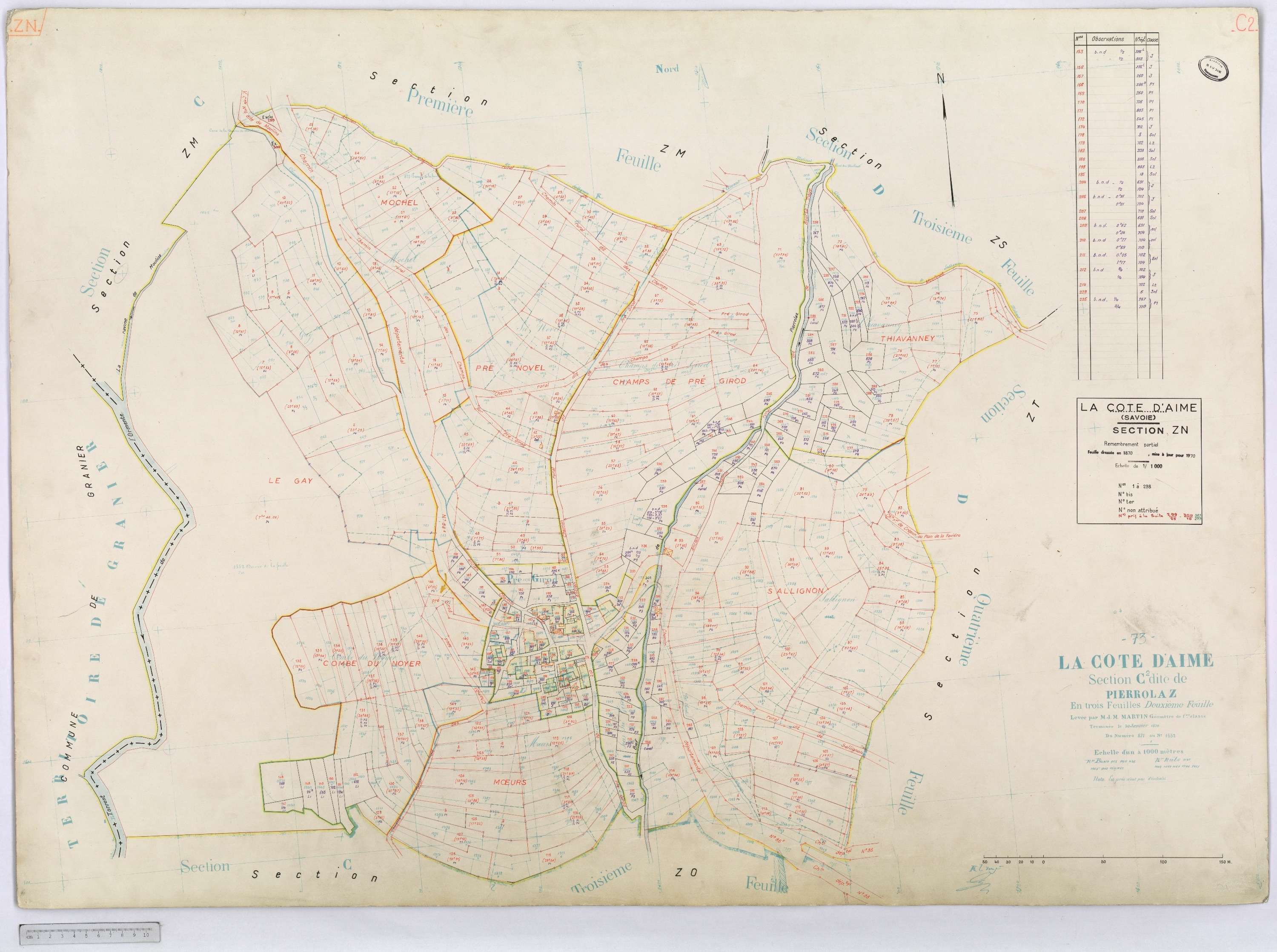 La Côte-d'Aime - Cadastre rénové et remembré (1970).