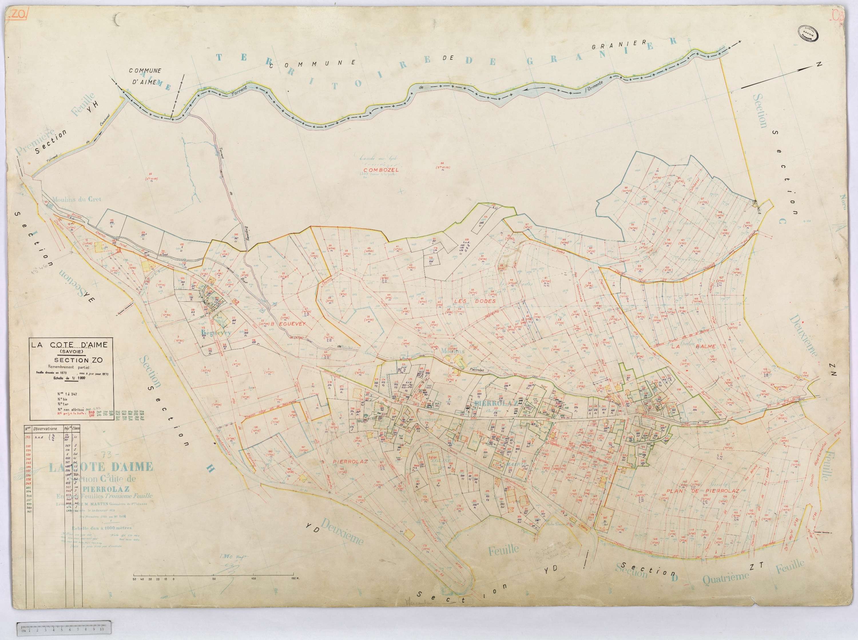 La Côte-d'Aime - Cadastre rénové et remembré (1970).
