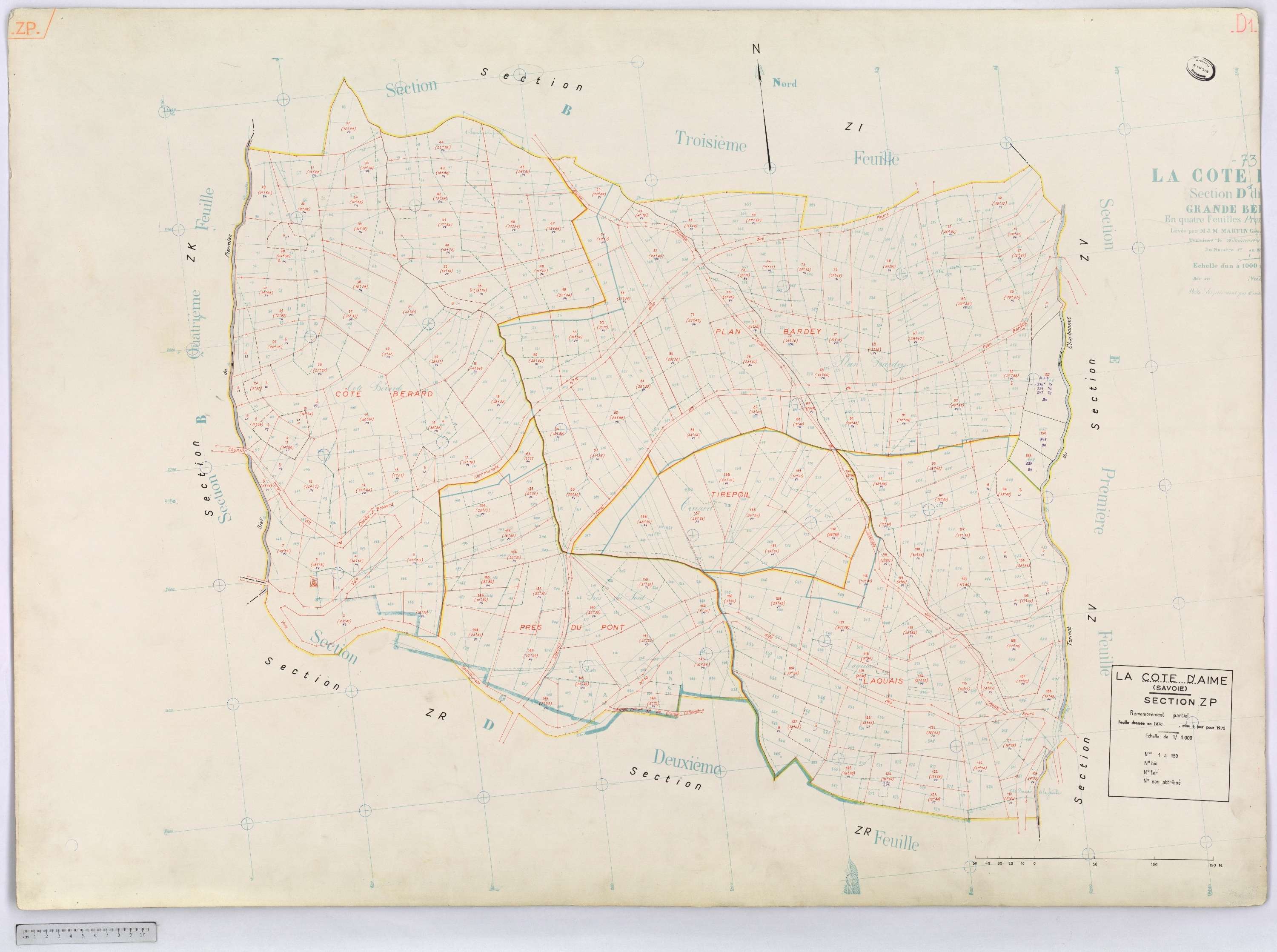 La Côte-d'Aime - Cadastre rénové et remembré (1970).