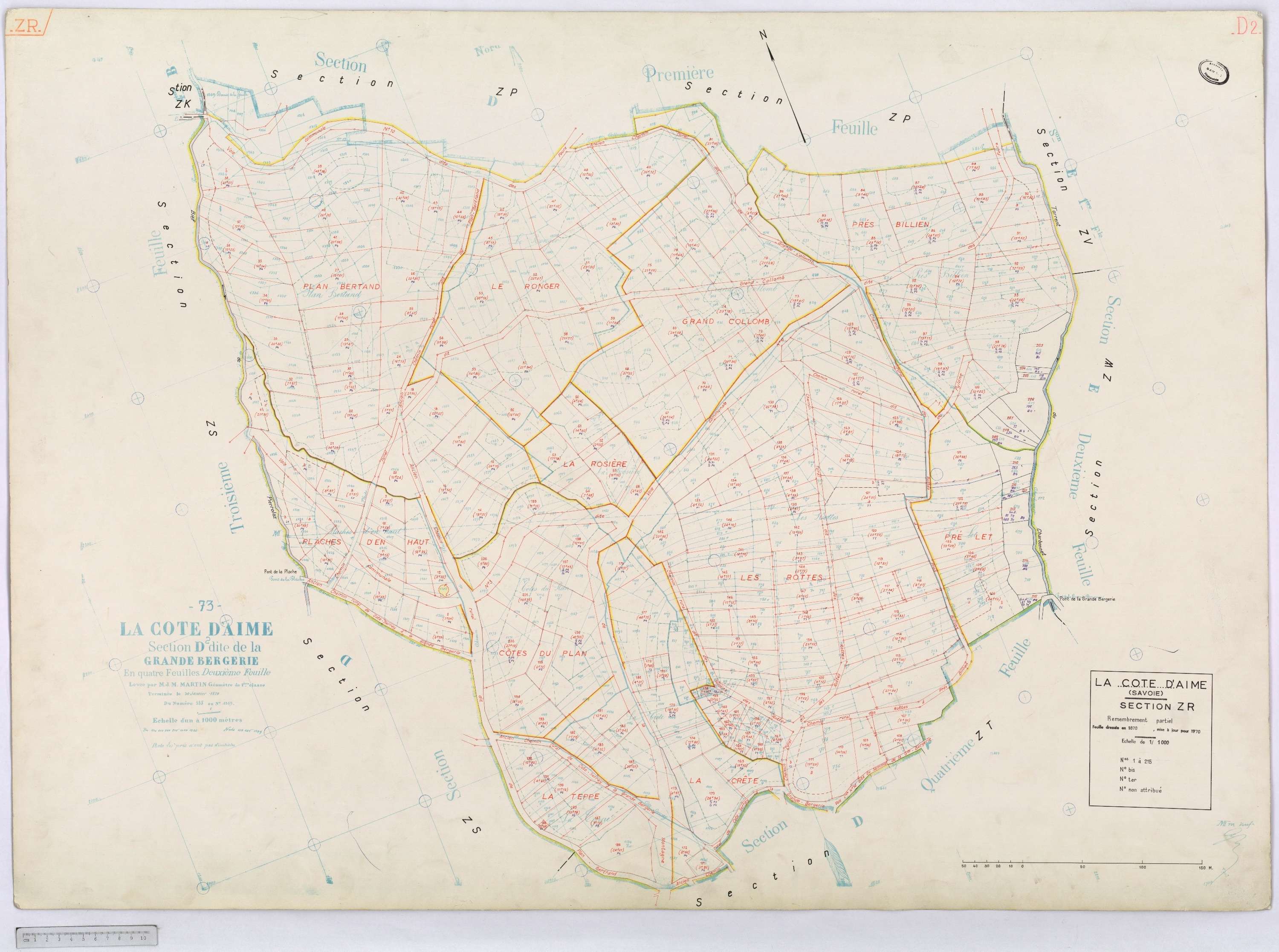 La Côte-d'Aime - Cadastre rénové et remembré (1970).