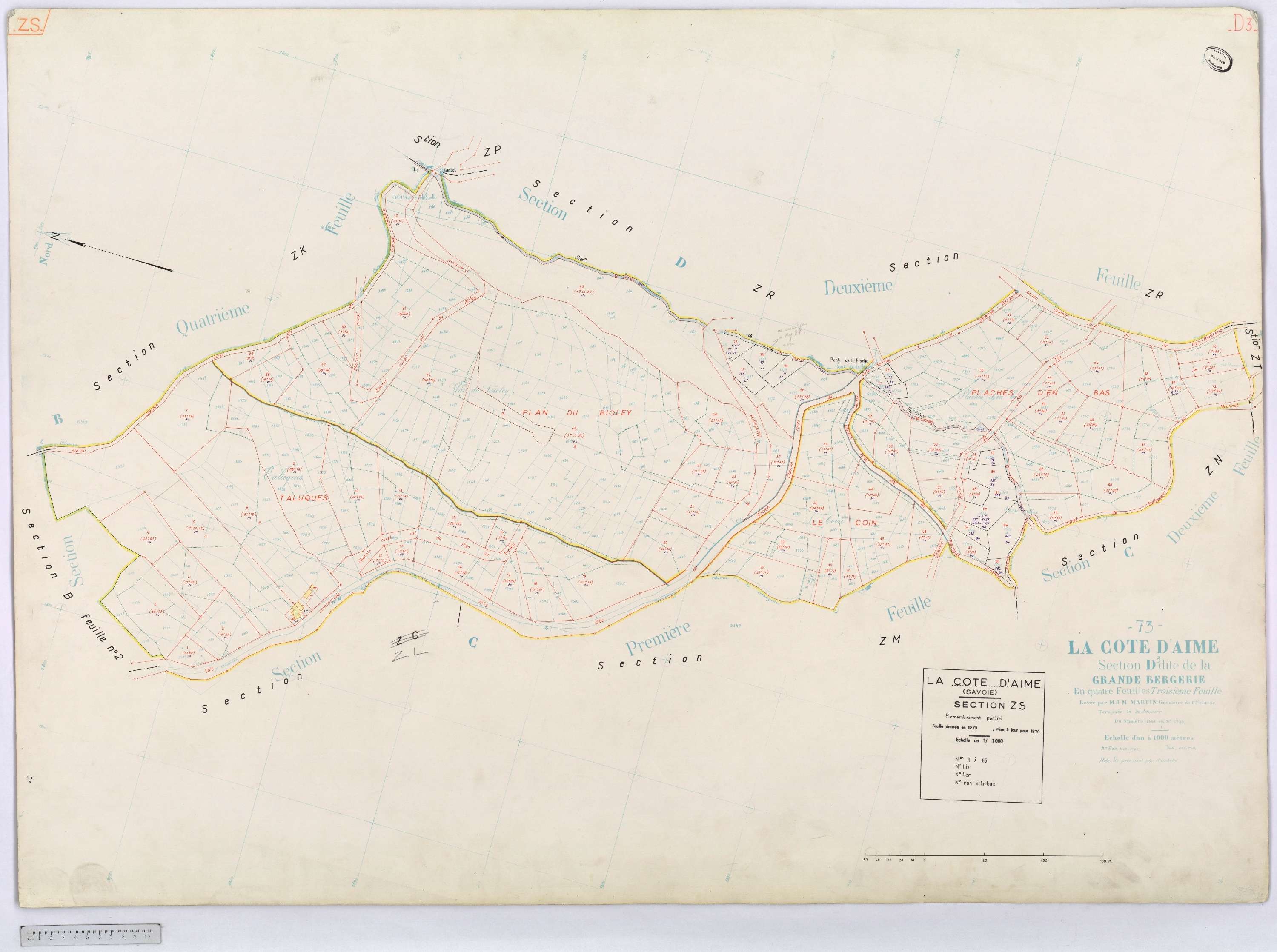 La Côte-d'Aime - Cadastre rénové et remembré (1970).