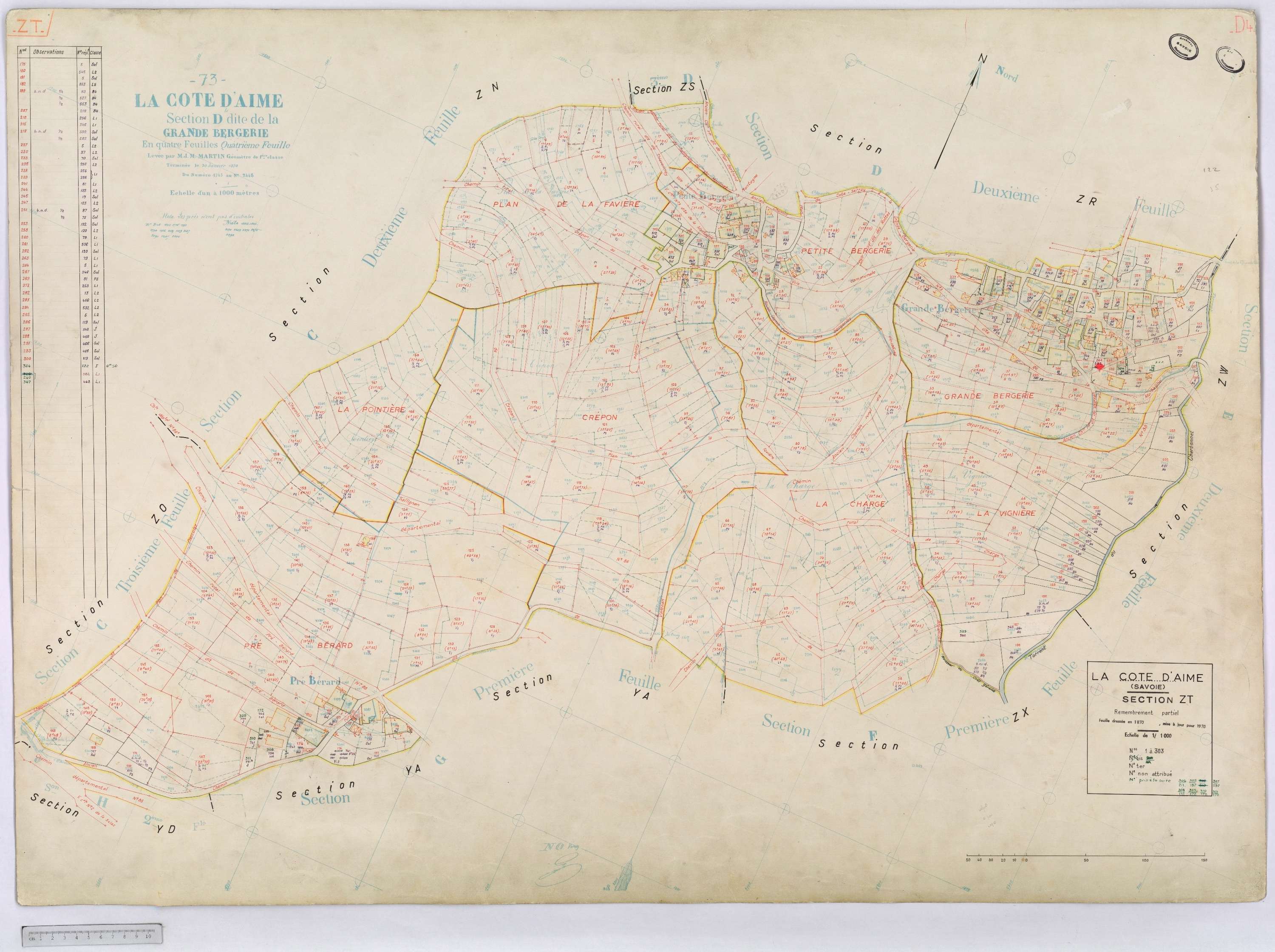 La Côte-d'Aime - Cadastre rénové et remembré (1970).