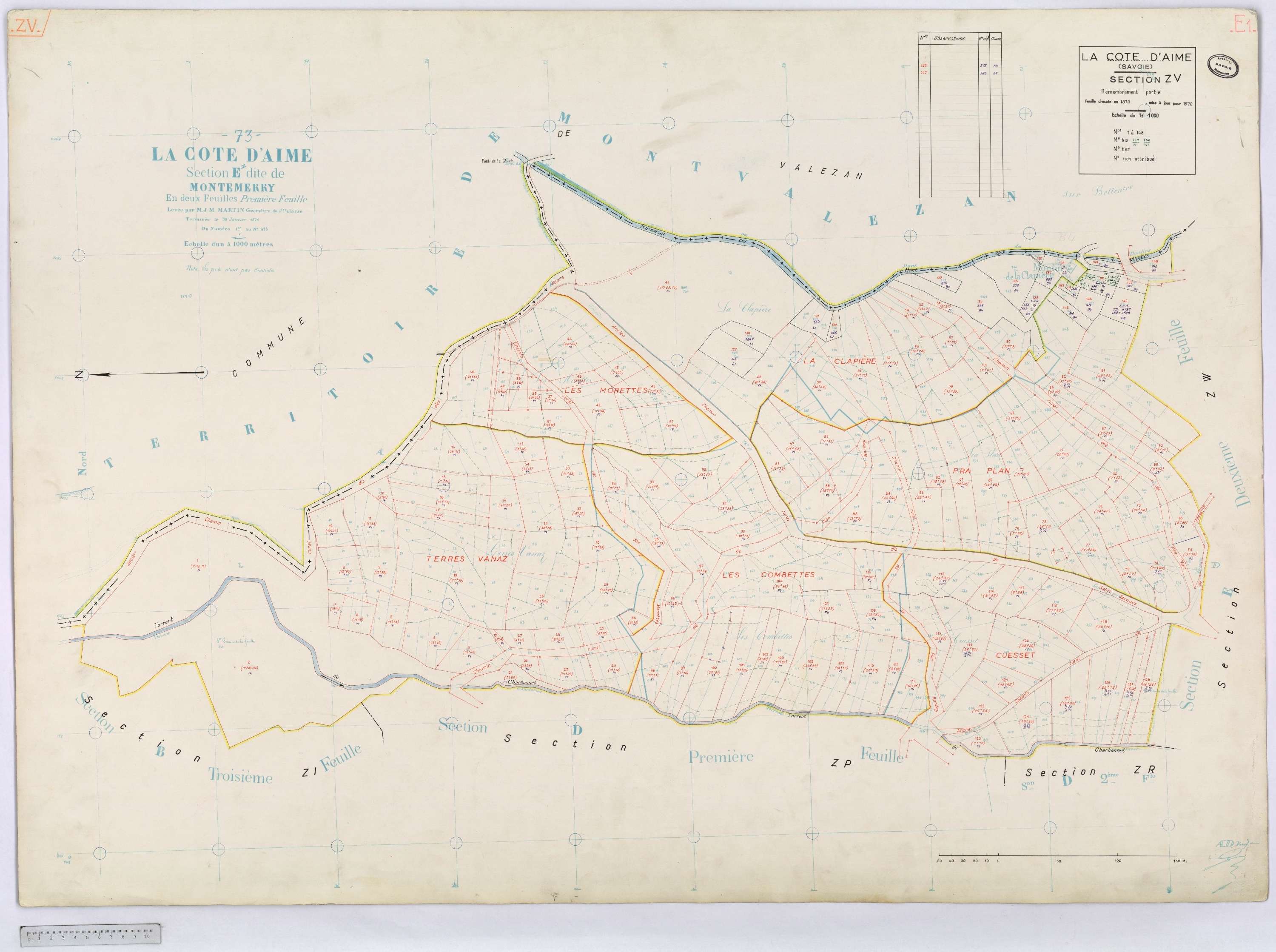 La Côte-d'Aime - Cadastre rénové et remembré (1970).