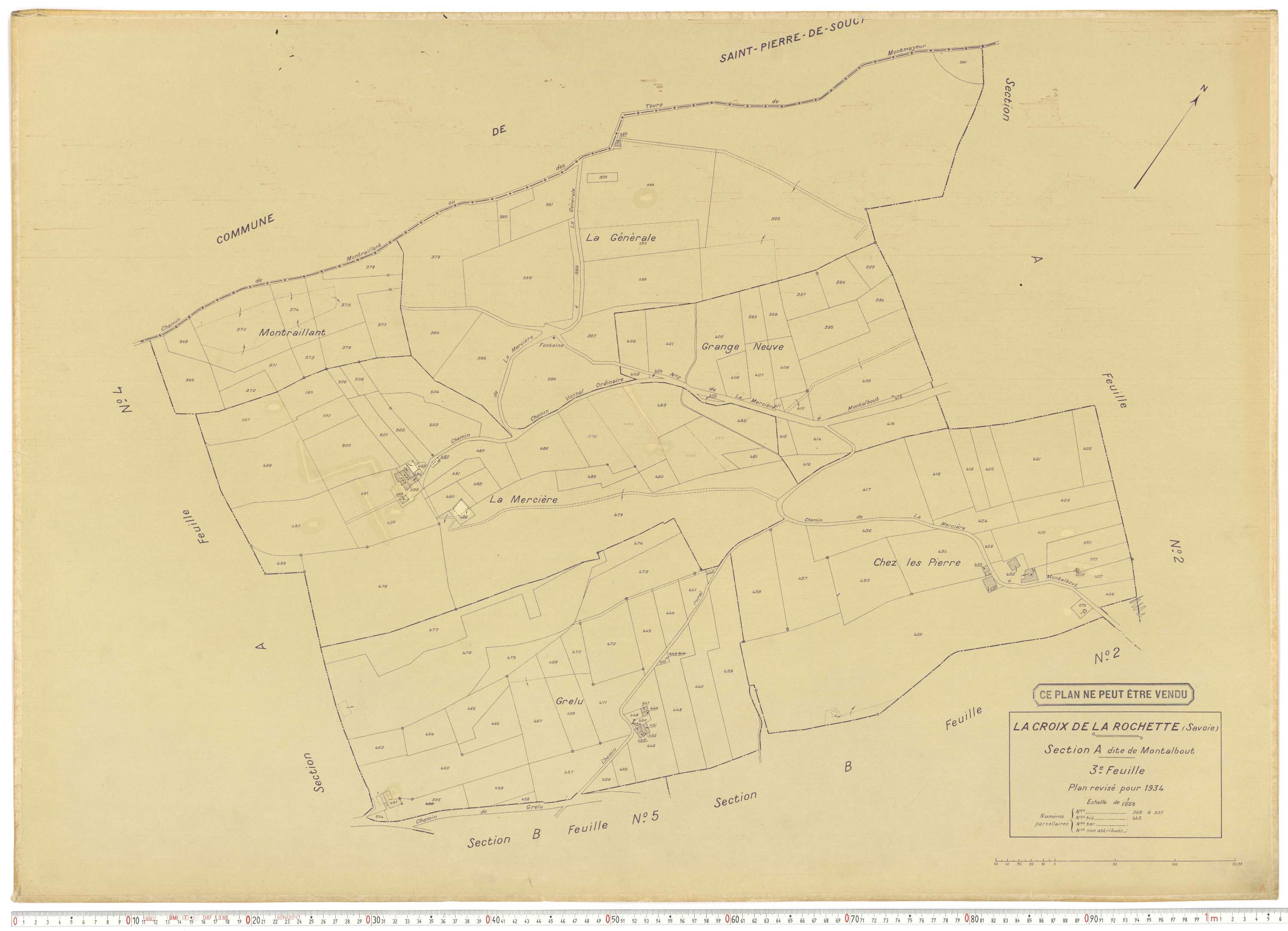 La Croix-de-la-Rochette - Plans cadastraux du cadastre rénové en 1934 et mis à jour en 1988.