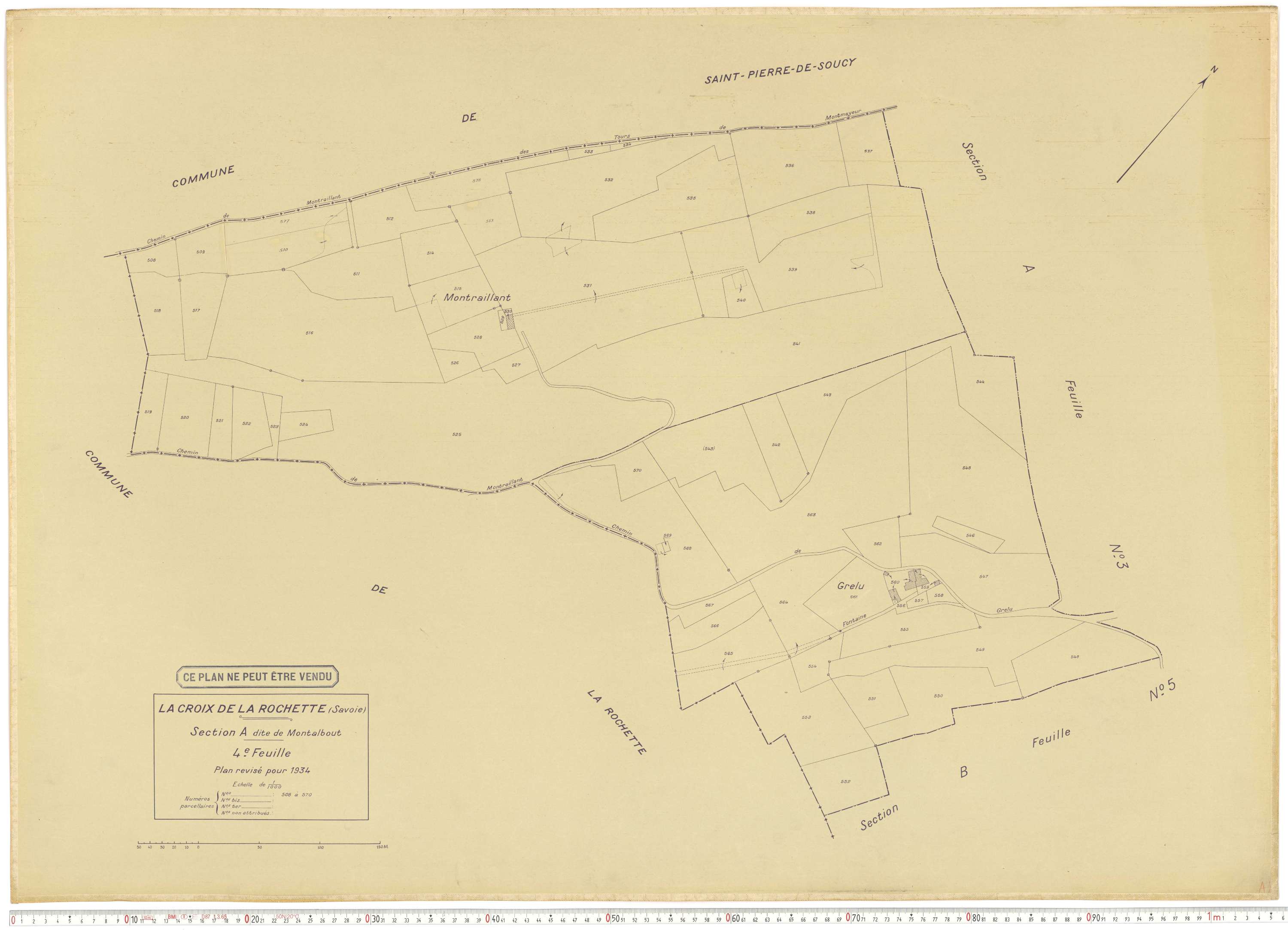 La Croix-de-la-Rochette - Plans cadastraux du cadastre rénové en 1934 et mis à jour en 1988.